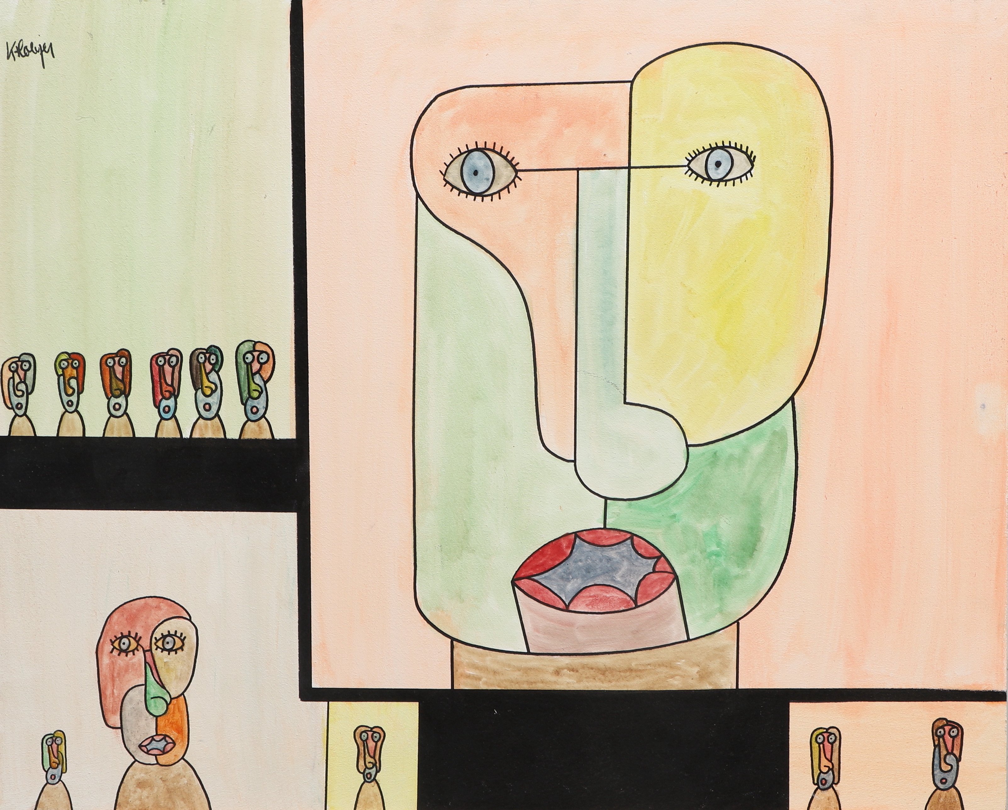 KJELL HOBJER. Olja på pannå, "Isoleringens år", signerad, daterad 1983.