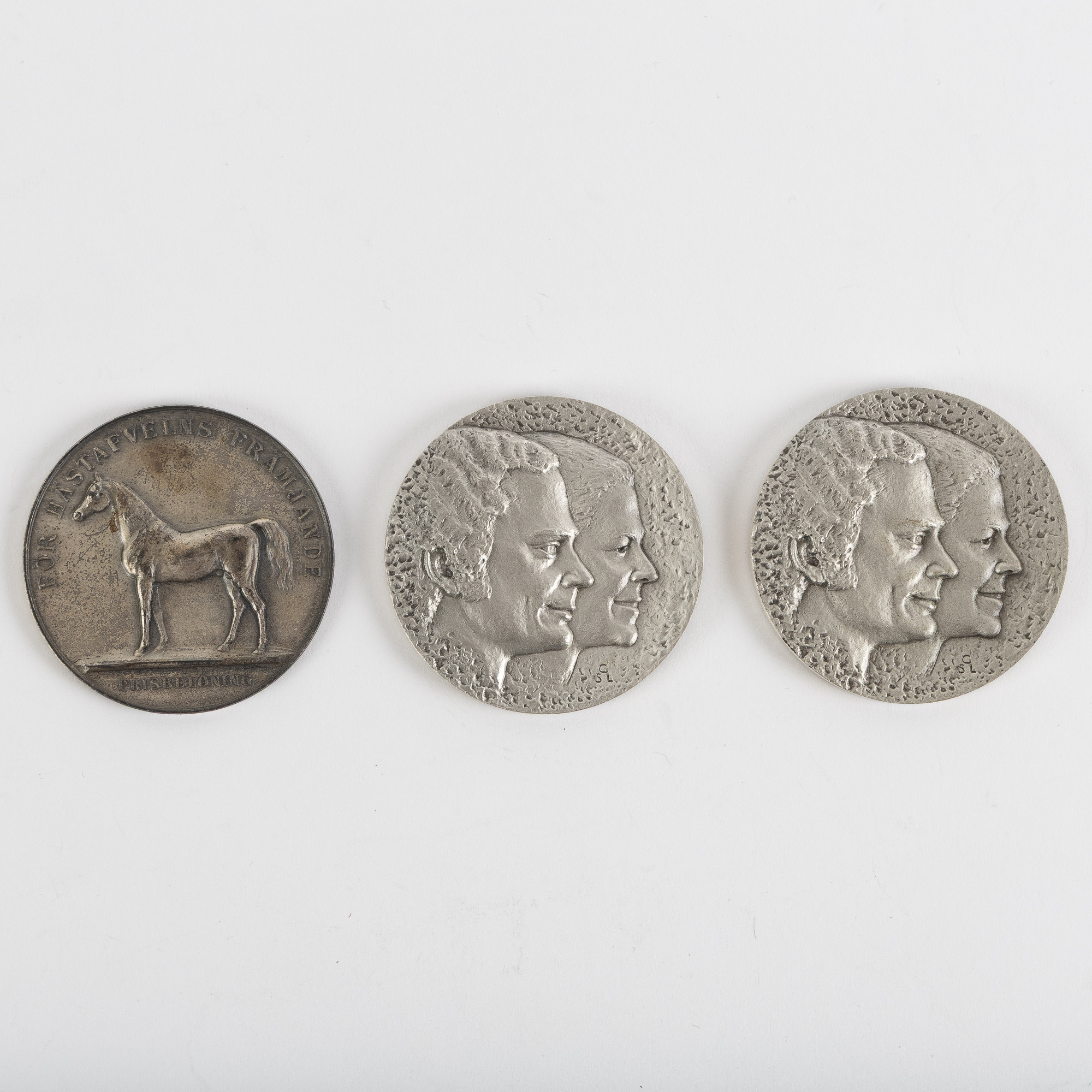 SILVERMYNT, 3 st, delvis sterling, svenska och utländska kontrollstämplar, 1900-tal.