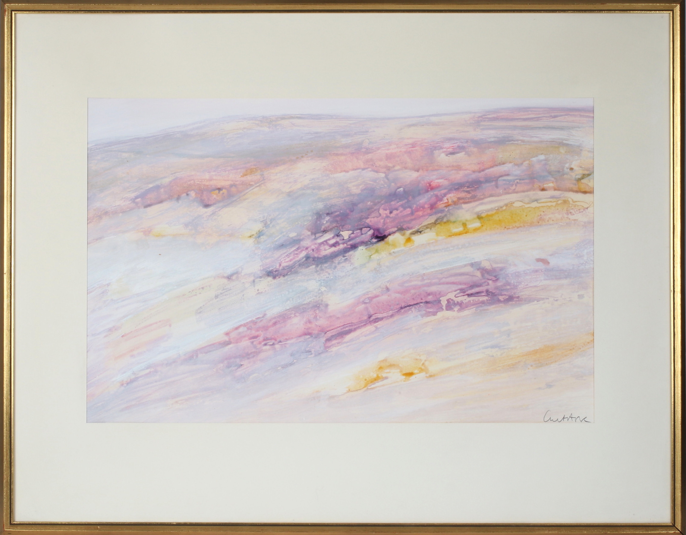 CURT AGGE. "Afton Österdala Norge" gouache på papper, signerad.