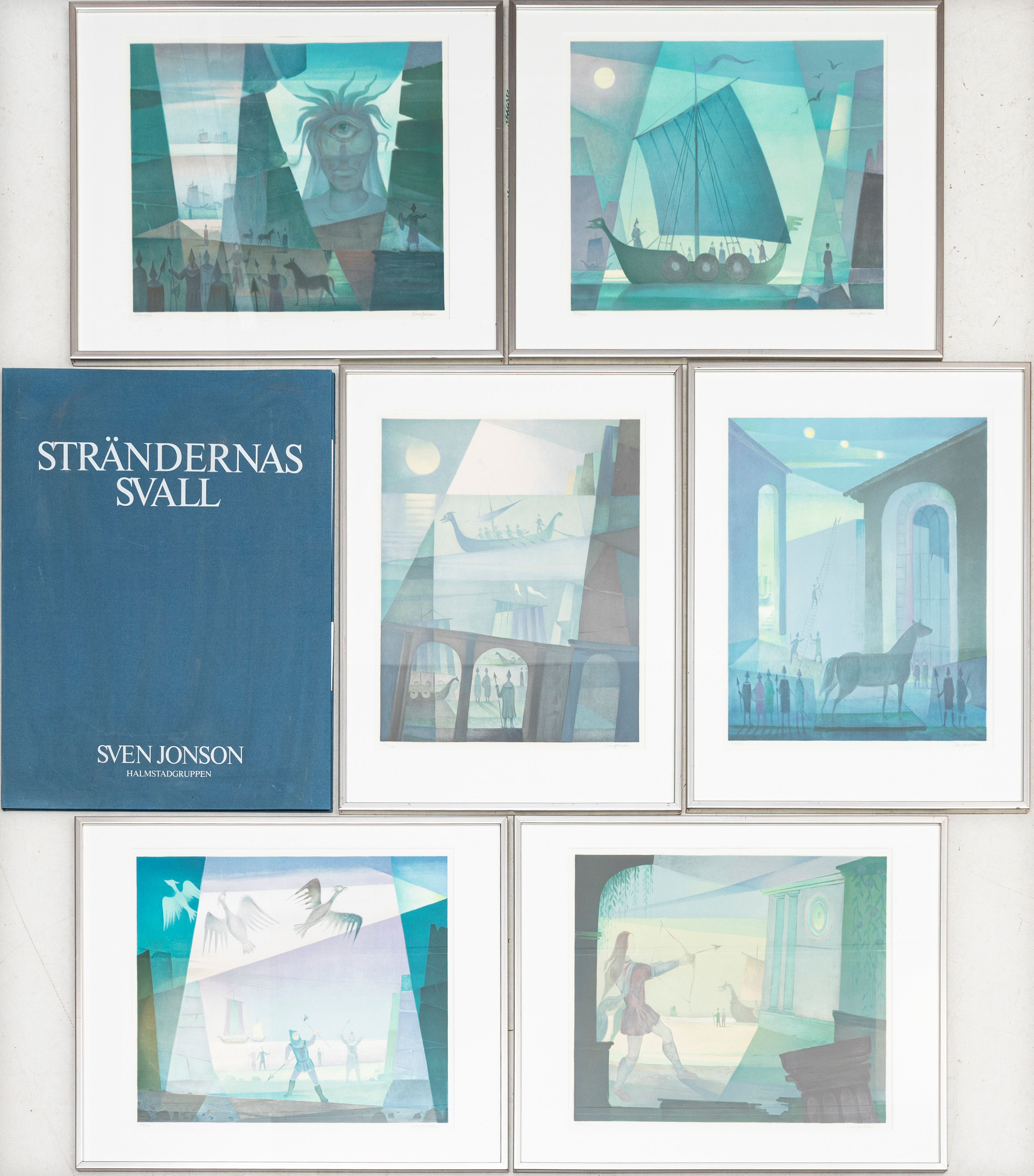 SVEN JONSON. 6 st, färglitografier ur mappen "Strändernas svall", signerade, numrerade 102/390.