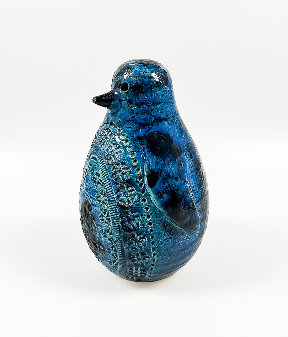 ALDO LONDI. FIGURIN, "Pingvin", glaserad keramik, Rimini Blue, Bitossi, Italien.