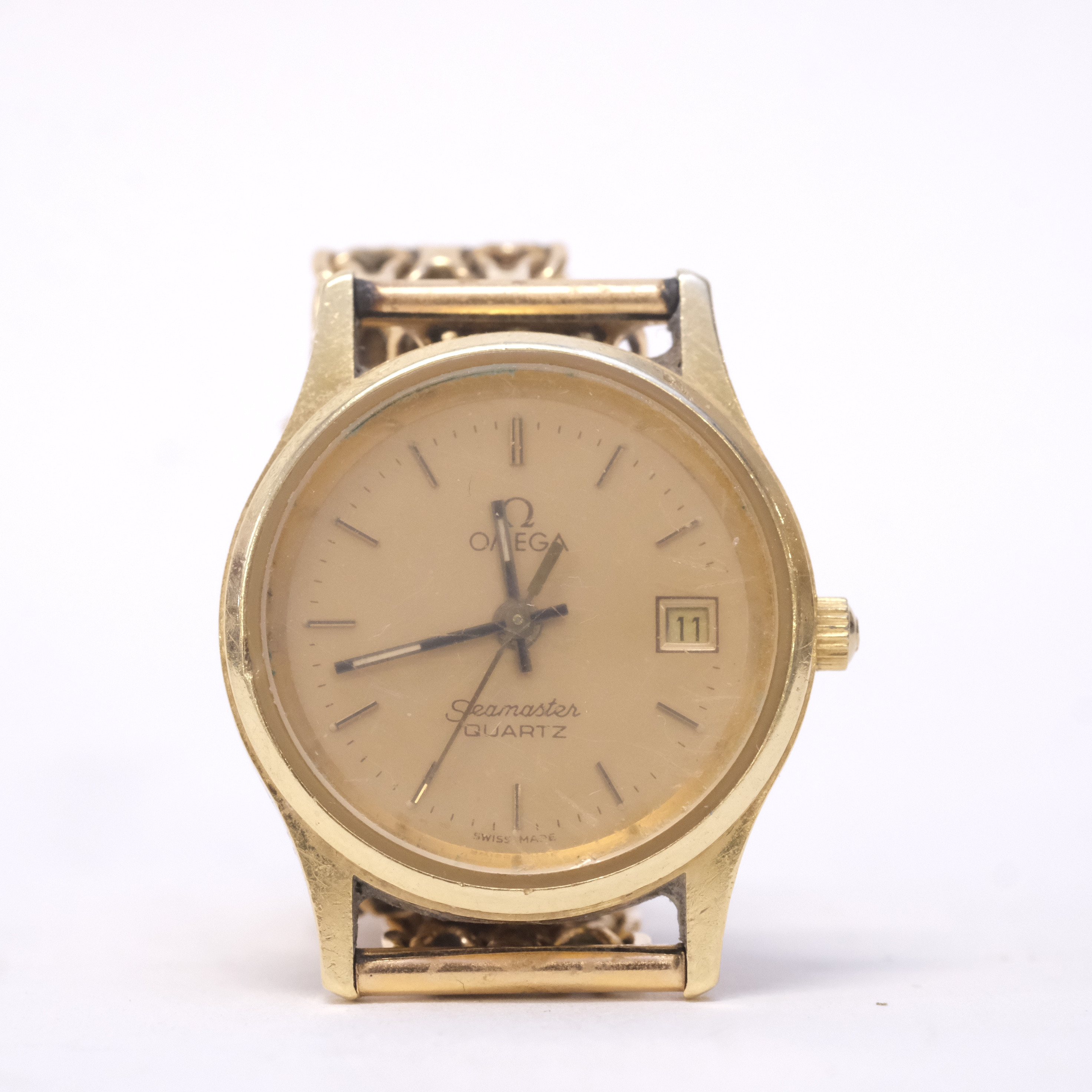 DAMUR, OMEGA SEAMASTER, 18K GULD I LÄNK OCH BOETT, QUARTZ.
