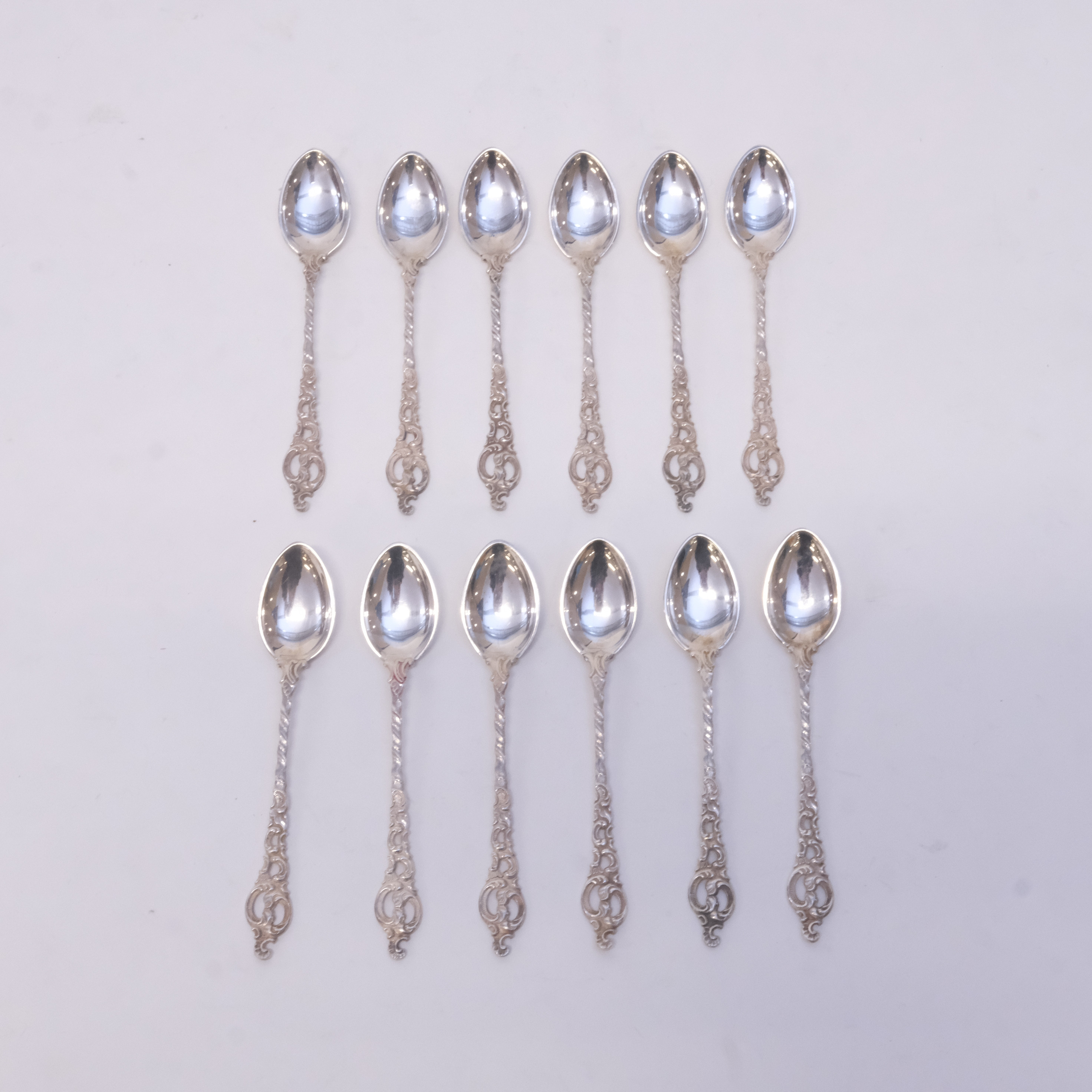 KAFFESKEDAR, SILVER, 12 STYCKEN.