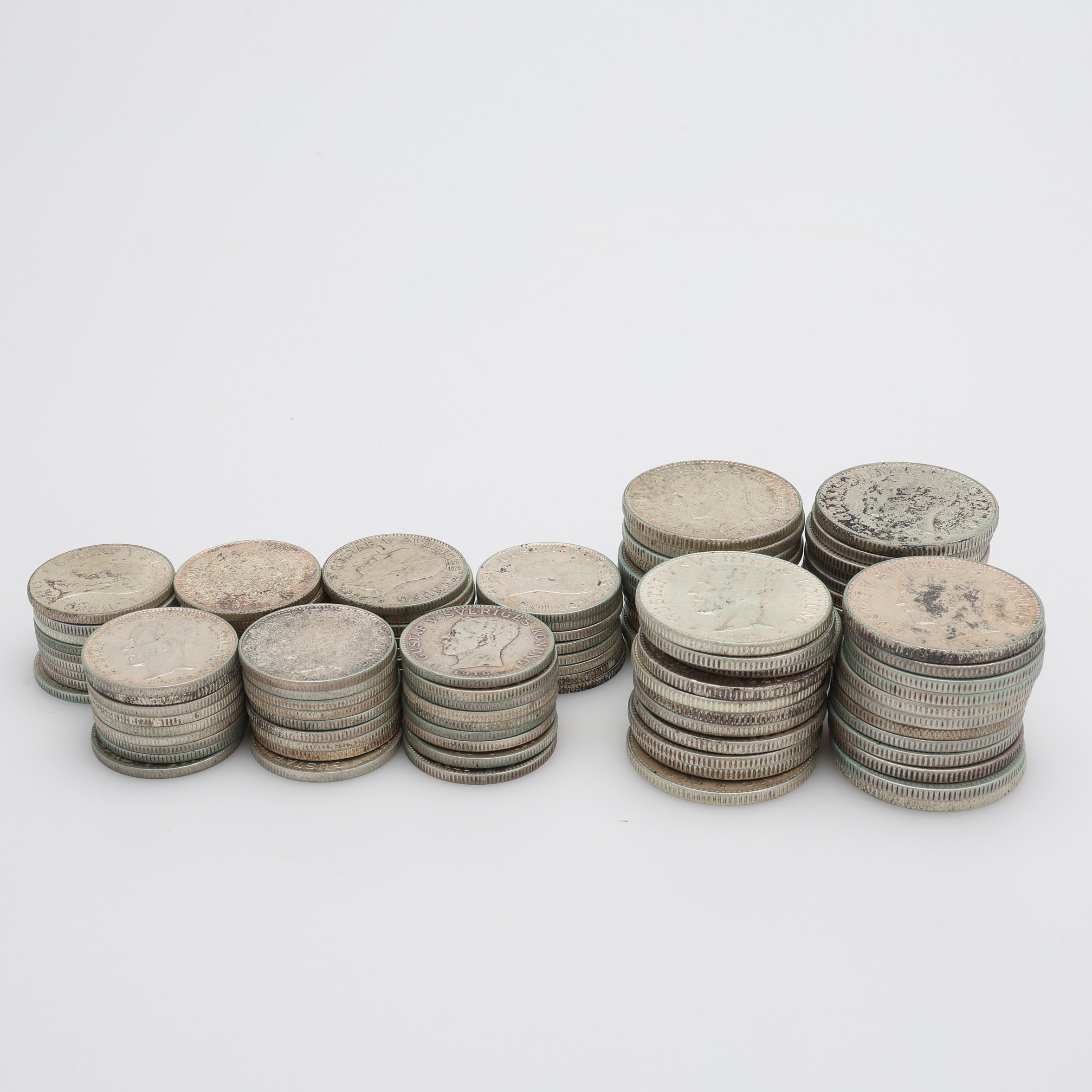 SVENSKA SILVERMYNT, 1 OCH 2-KRONOR, FÖRE 1942, 800/1000, 1153 g.