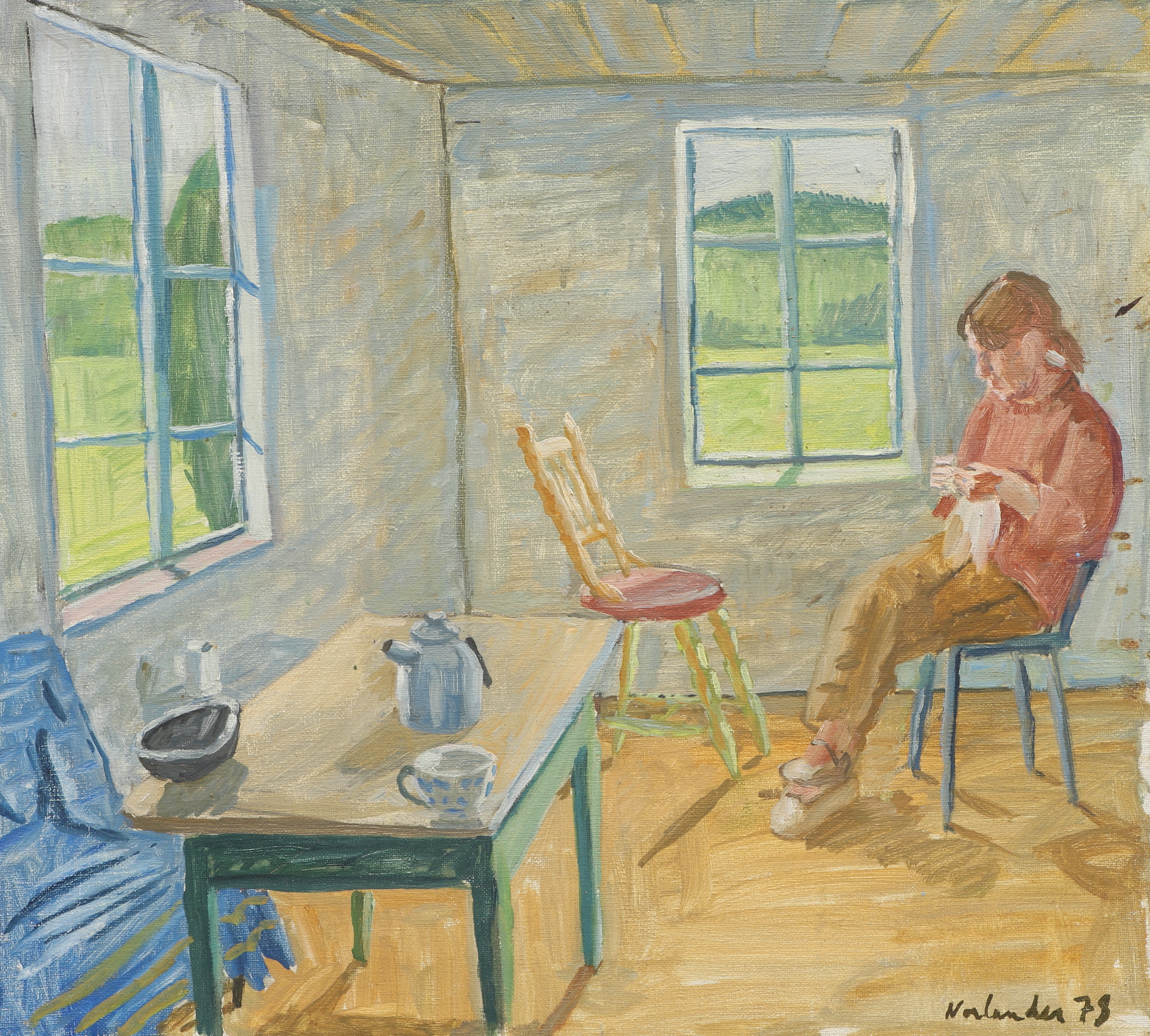 ÅKE NORLANDER. Olja på duk, interiör, signerad, daterad -78.