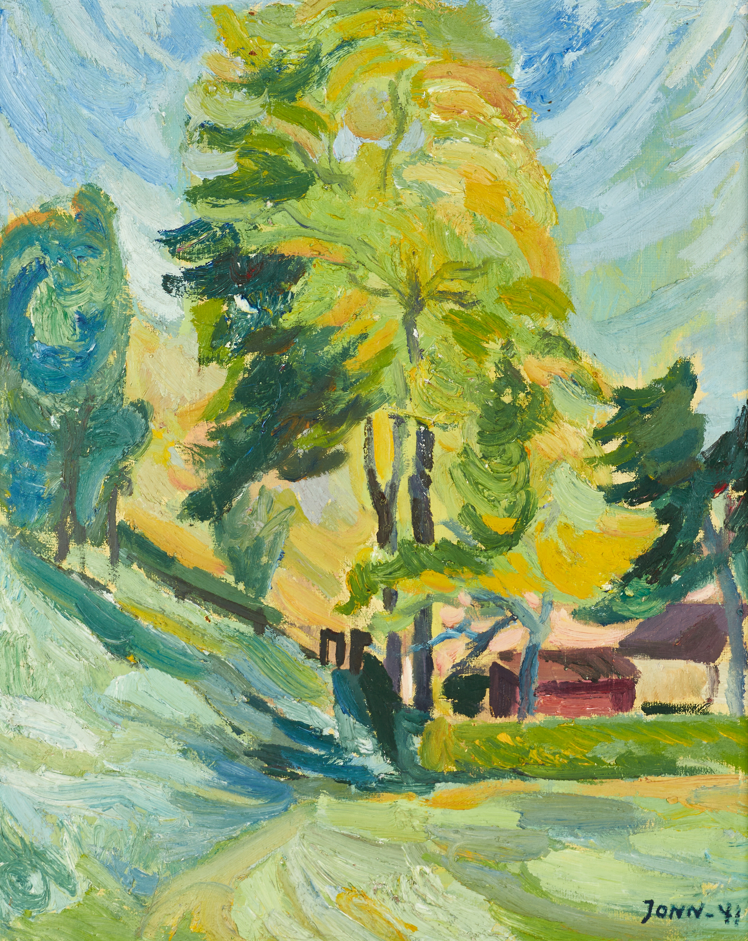GUNNAR JONN (1904-1963). Trädet, signerad och daterad Jonn -41. olja på duk.