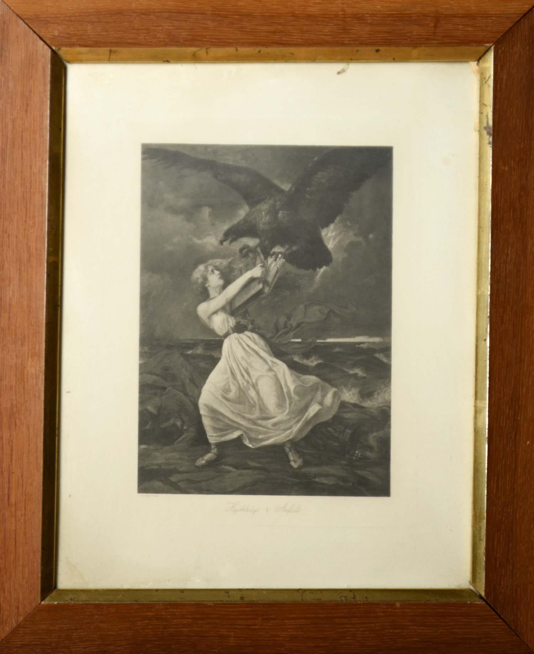 EDVARD ISTO. EFTER. Etsning, "Anfall", 1899, Märkt: E.Isto, Pinx.