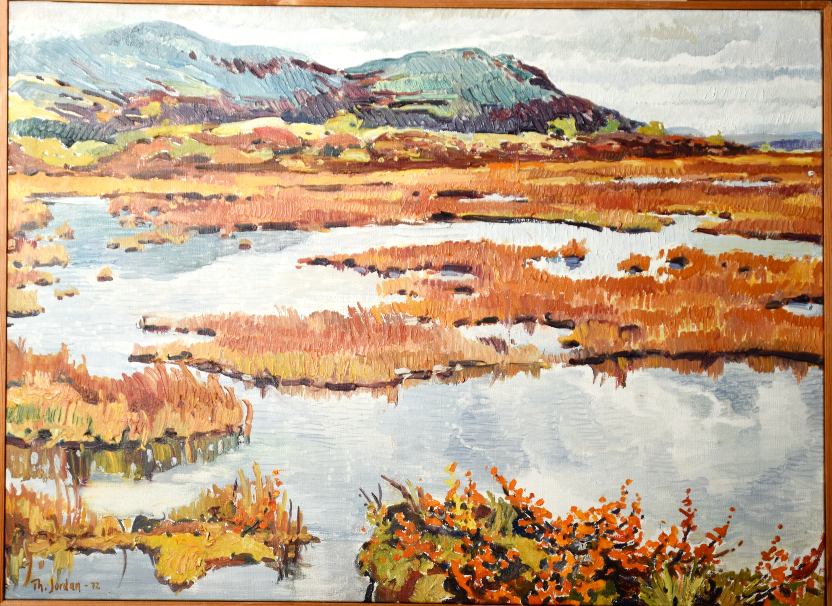 THORE JORDAN. Olja på duk, Landskapsmotiv med vattendrag, Signerad, Daterad 1972.