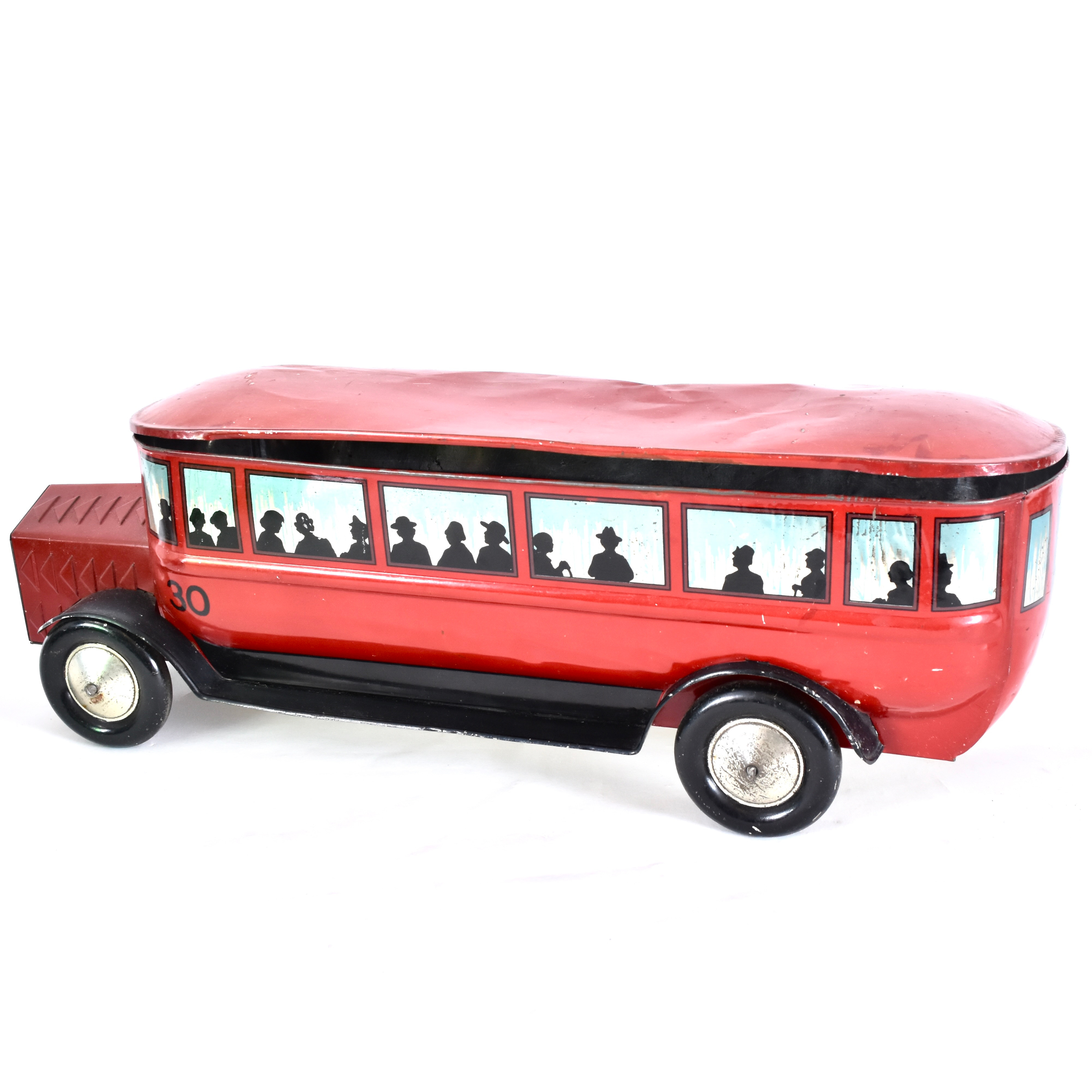KAKBURK, plåt leksaks buss, troligen Frankrike, 1920-tal.