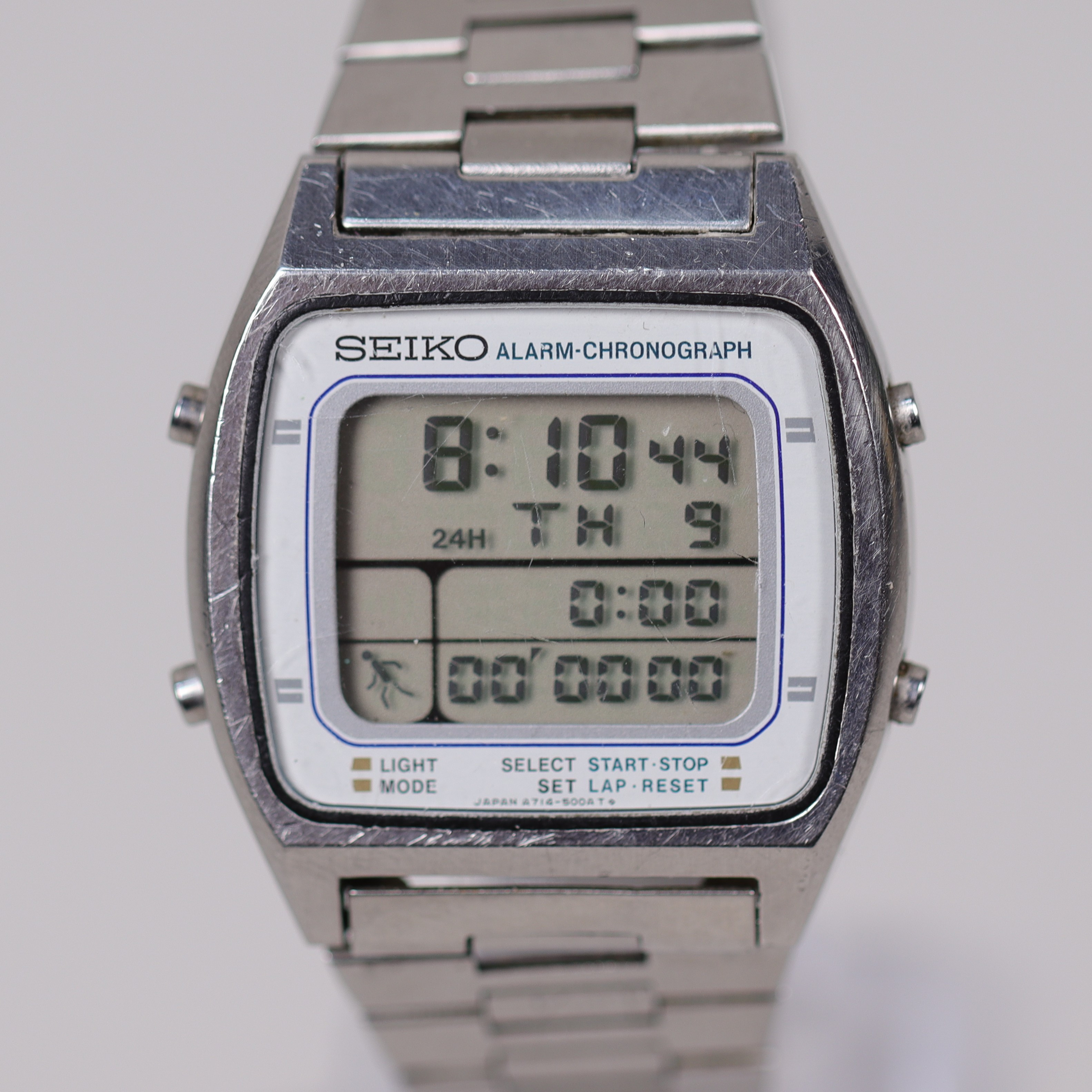 ARMBANDSUR, Seiko A714-5000 "Running Man" LCD Quartz Chronograph, 1984.