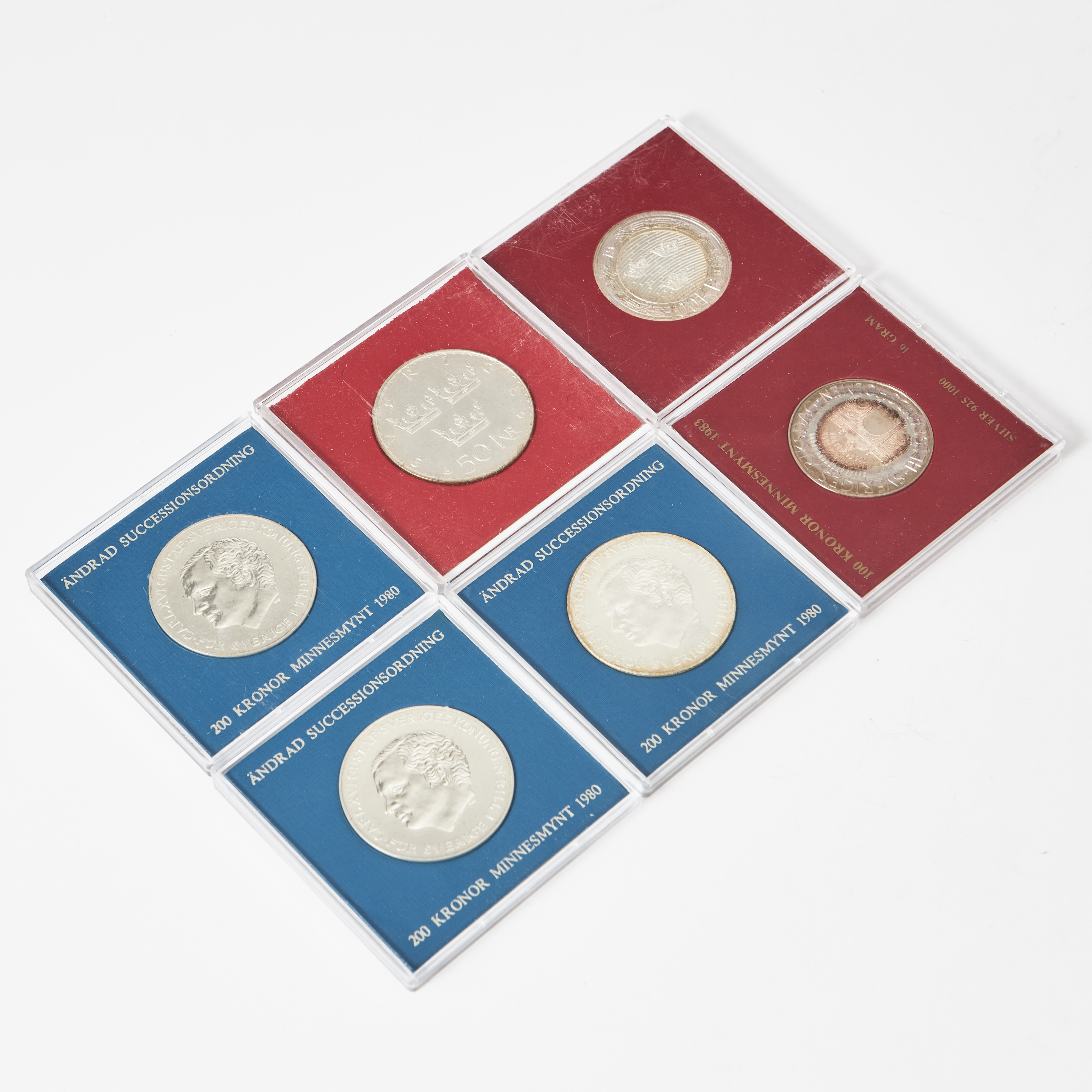 MINNESMYNT, 6 st., silver, Sverige, 1970/1980-tal.