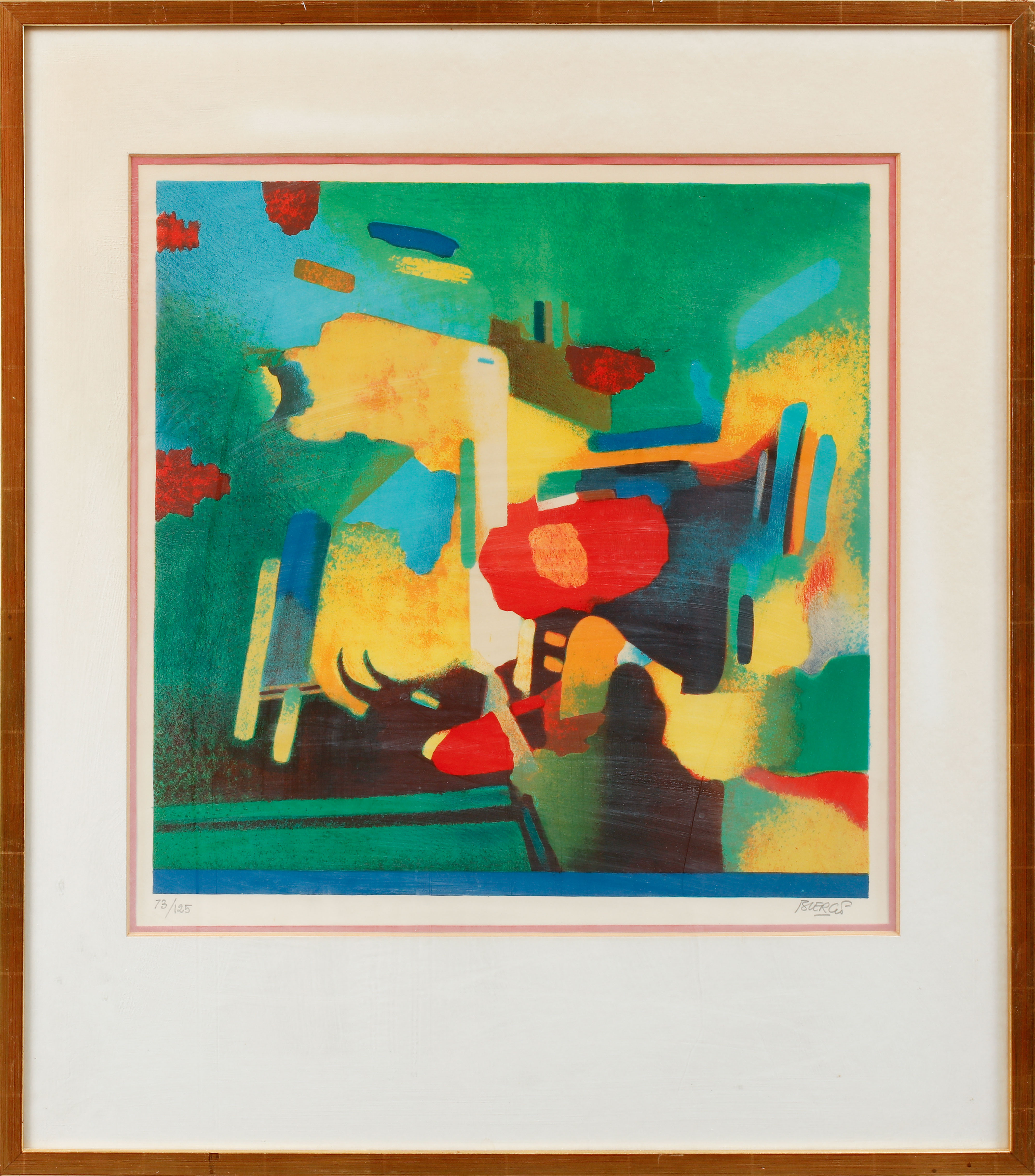 ROLAND BIERGE. Komposition, färglitografi, signerad och numrerad 73/125.