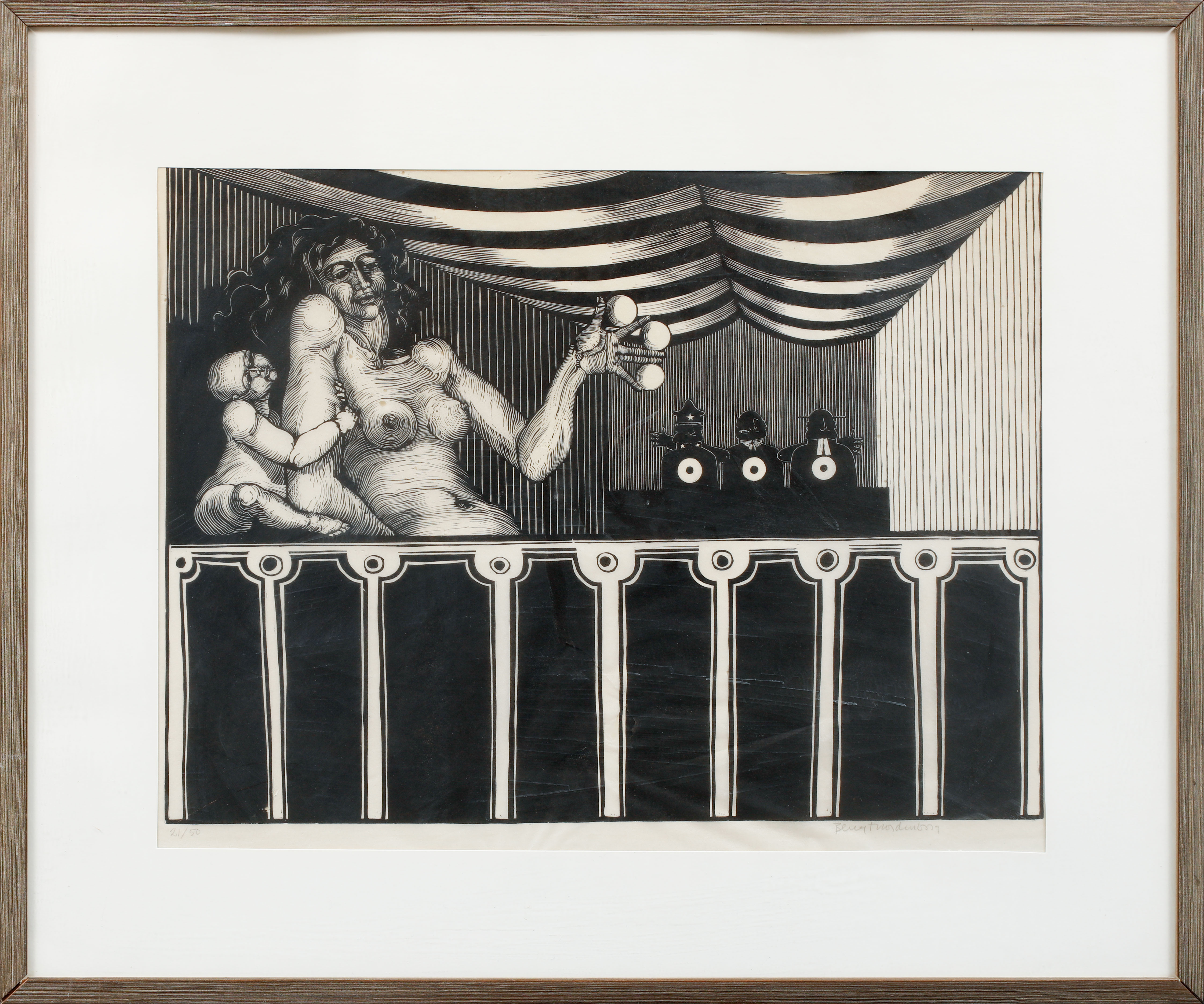 BENGT NORDENBORG. Komposition med figurer, träsnitt, signerad och numrerad 21/50.