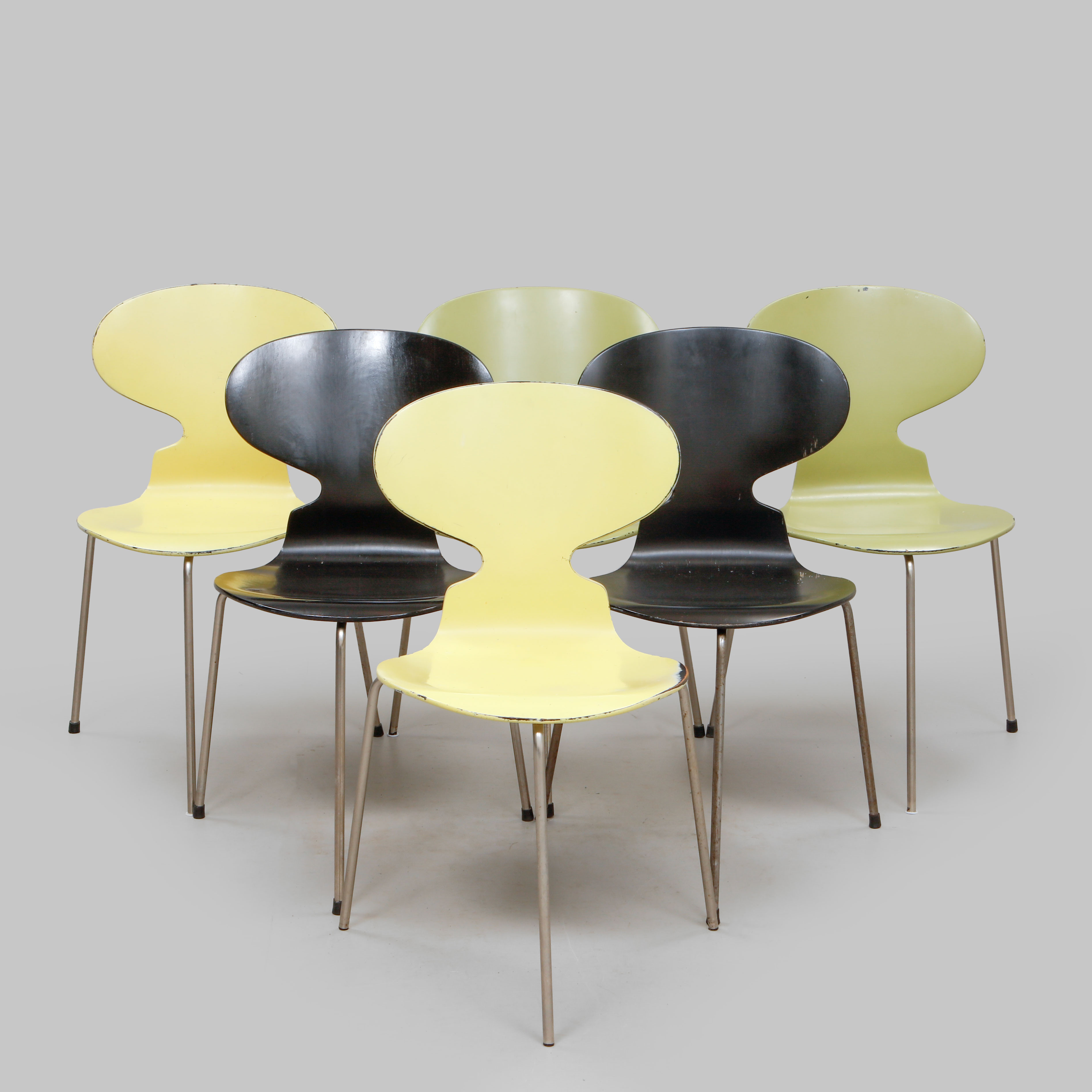 ARNE JACOBSEN. Stolar, 6 st, "Myran", Fritz Hansen.