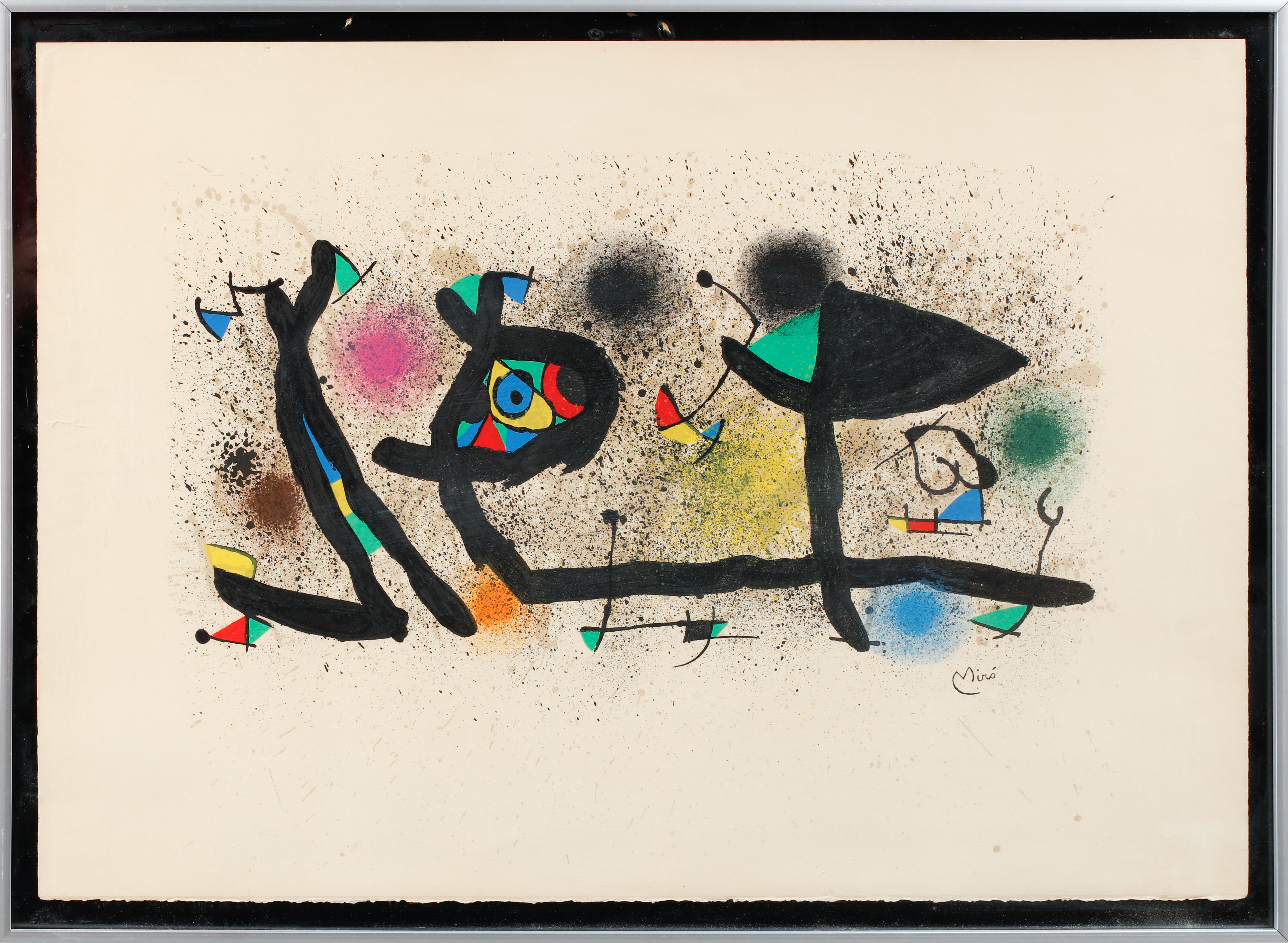 JOAN MIRO. EFTER. Komposition, färglitografi, signerad i trycket.