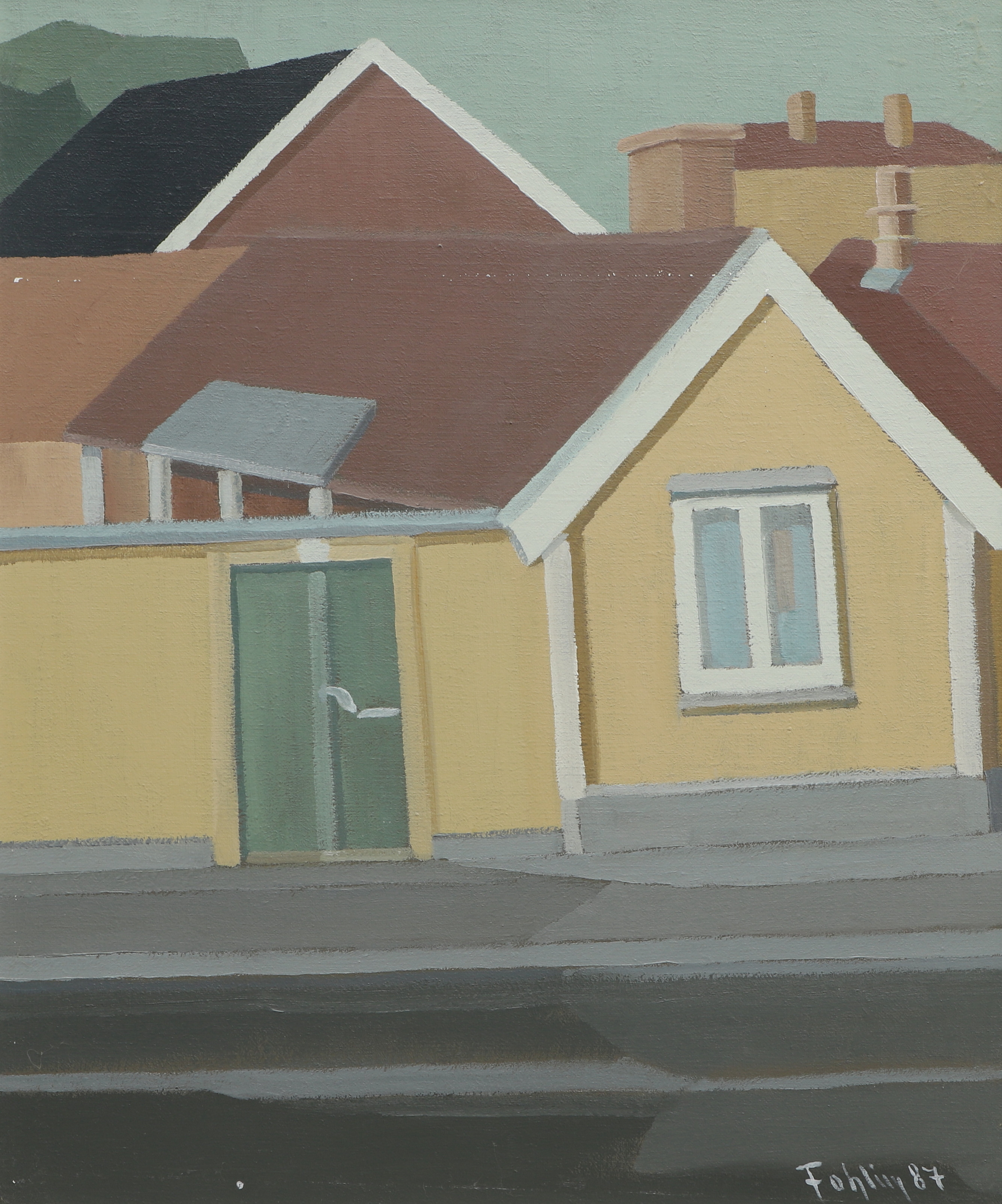 GUNNAR  FOHLIN. Olja på duk, stadsmiljö, signerad, daterad -87.