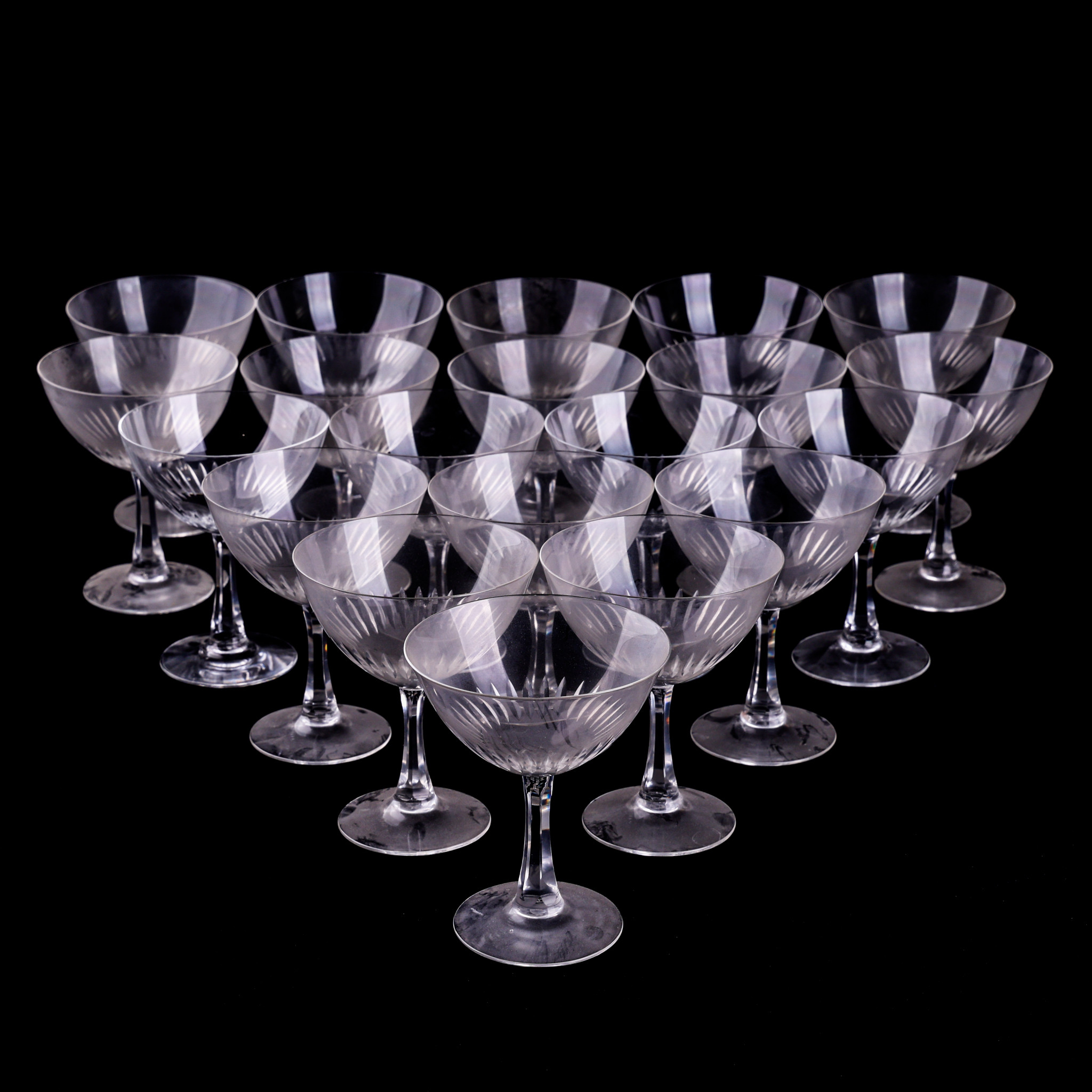 CHAMPAGNEKUPOR, 20 stycken, slipad dekor.
