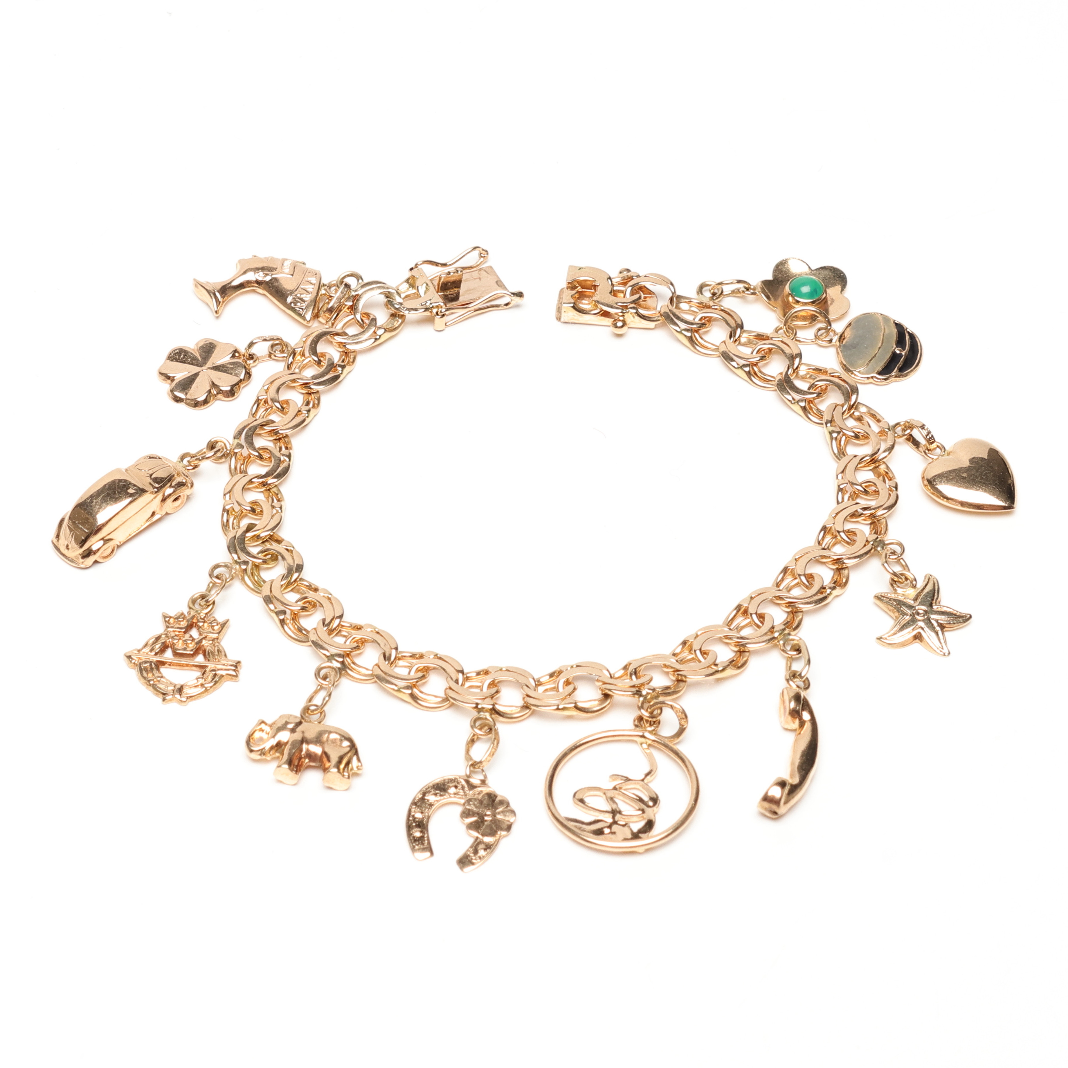 ARMBAND, Bismarck, med BERLOCKER, 18K, Guld, vikt cirka 19,8 gram.