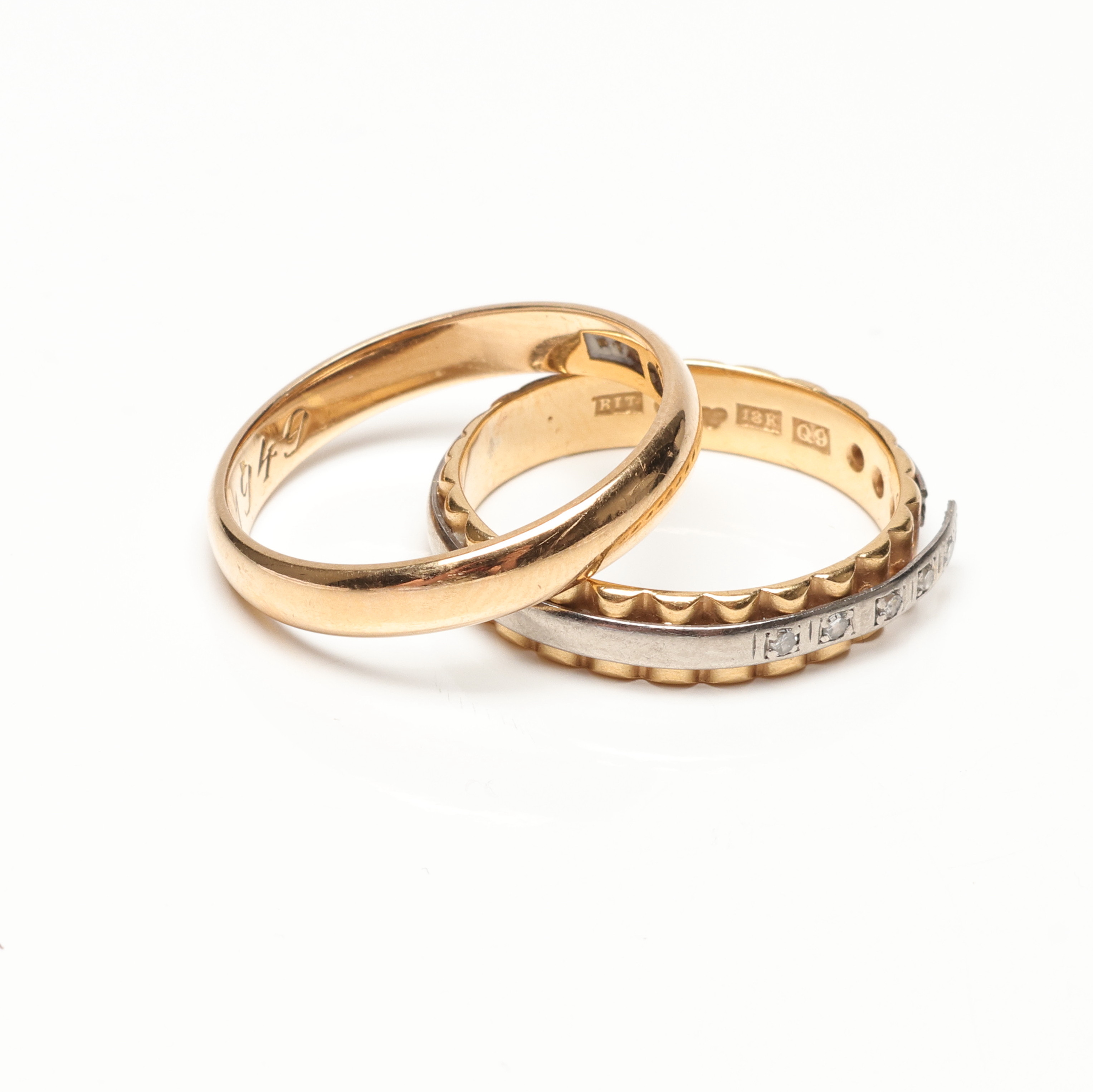 RING samt SKROT, två delar, guld, diamanter, 18k, ca 8,4 gram.
