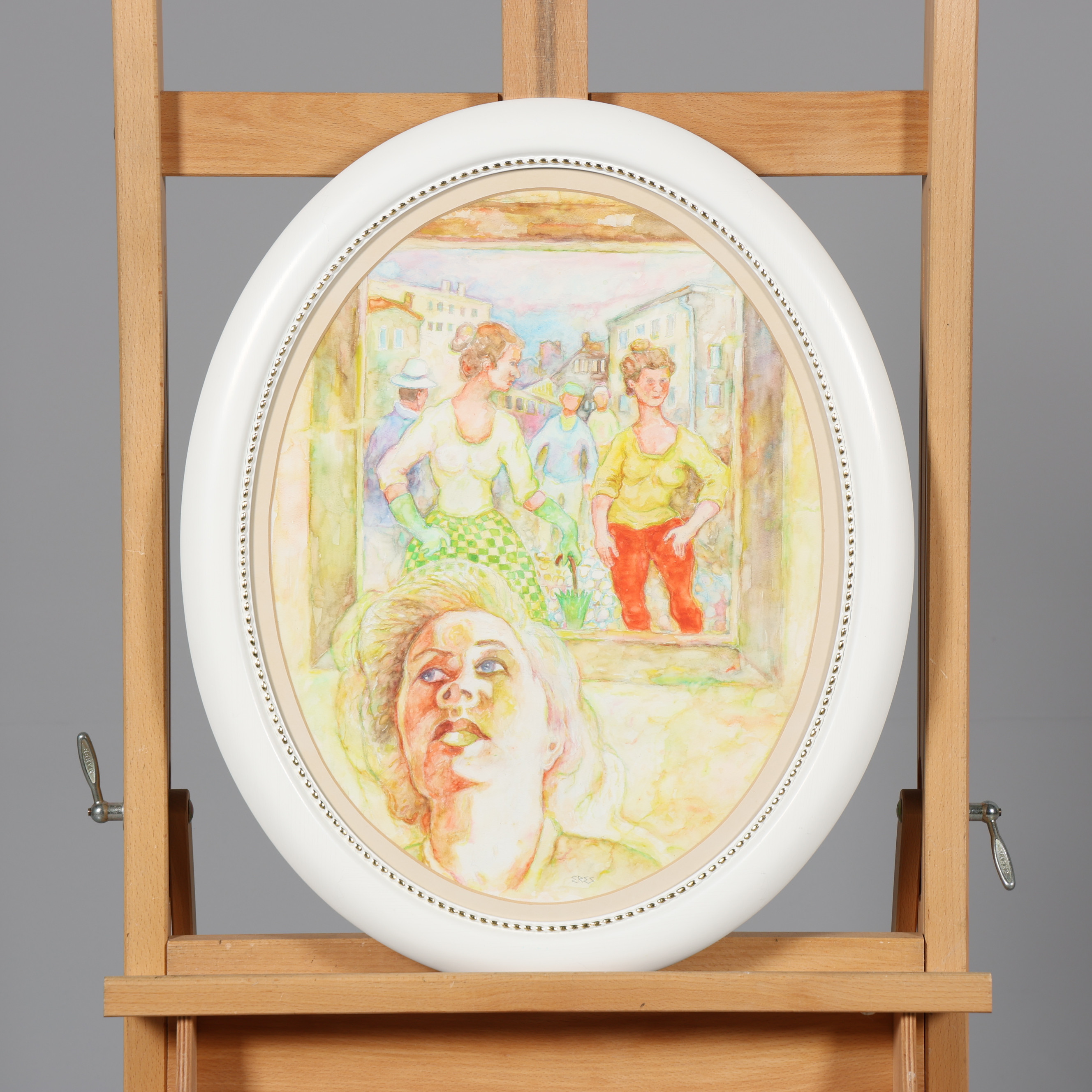 ARNOLD ERES. AKVARELL, "Vernissage", signerad.