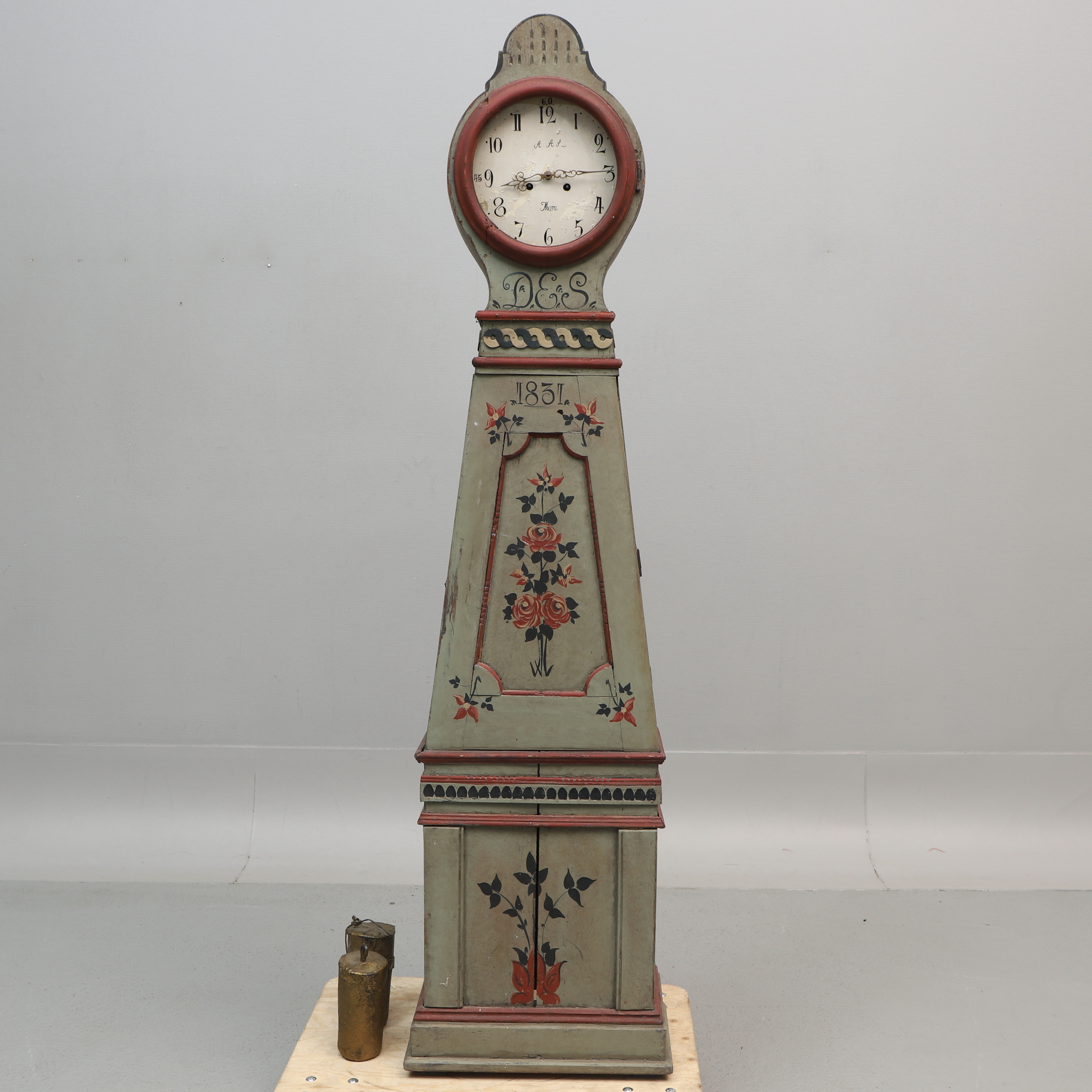 MORAKLOCKA, målat trä, 1800-tal.