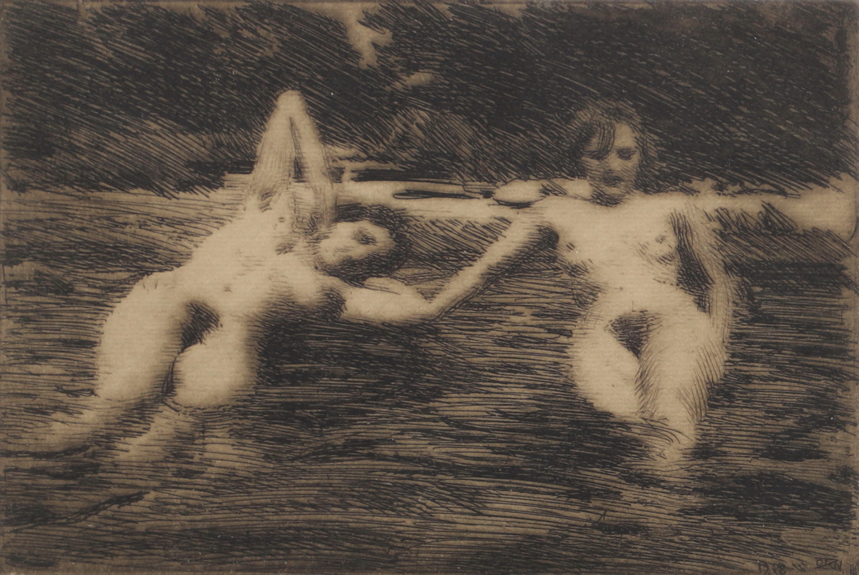 ANDERS ZORN. "Najader", etsning, signerad.