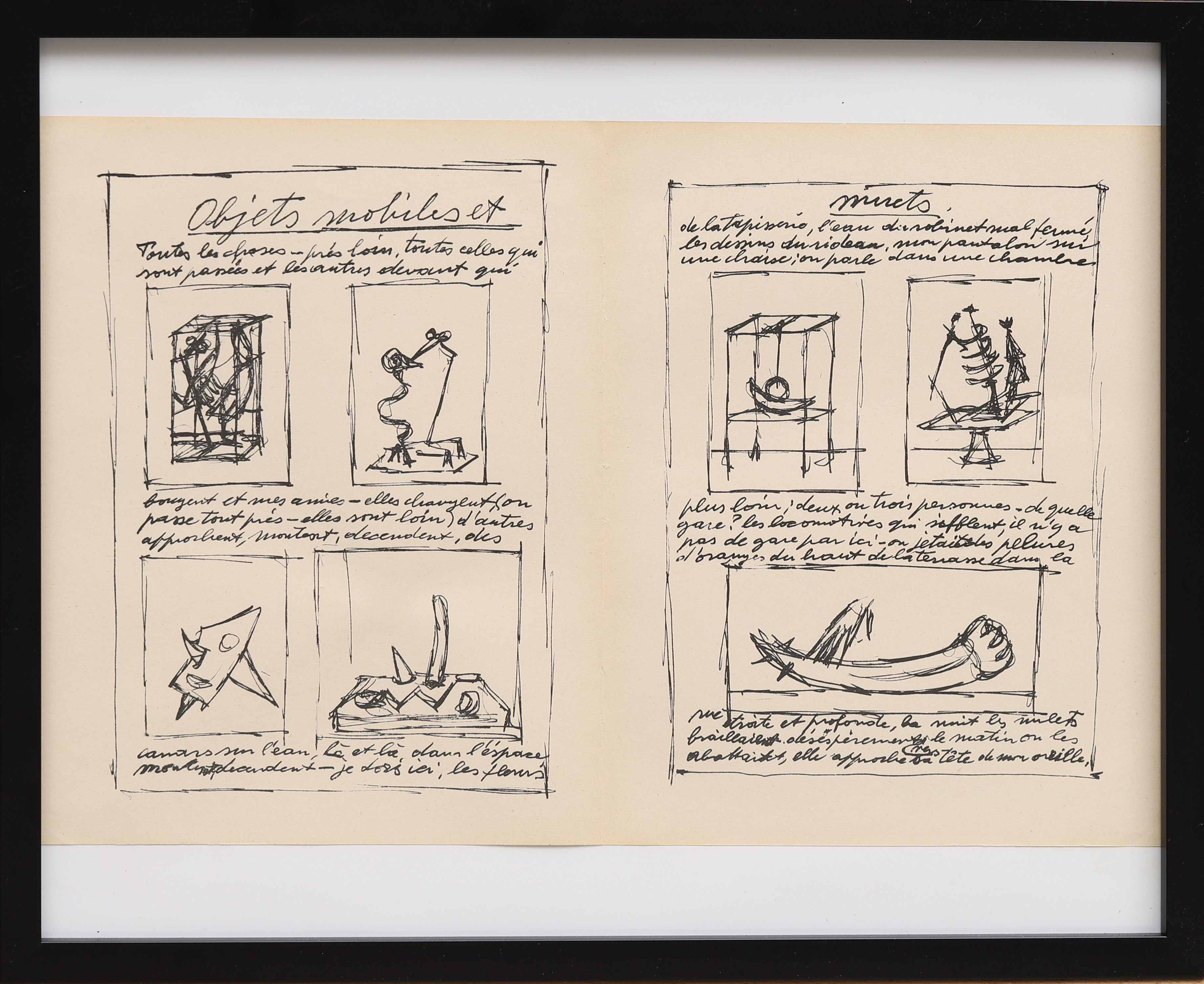 ALBERTO GIACOMETTI. "Objets mobiles et muets", litografi ur XX:e siècle nr 3 1952.