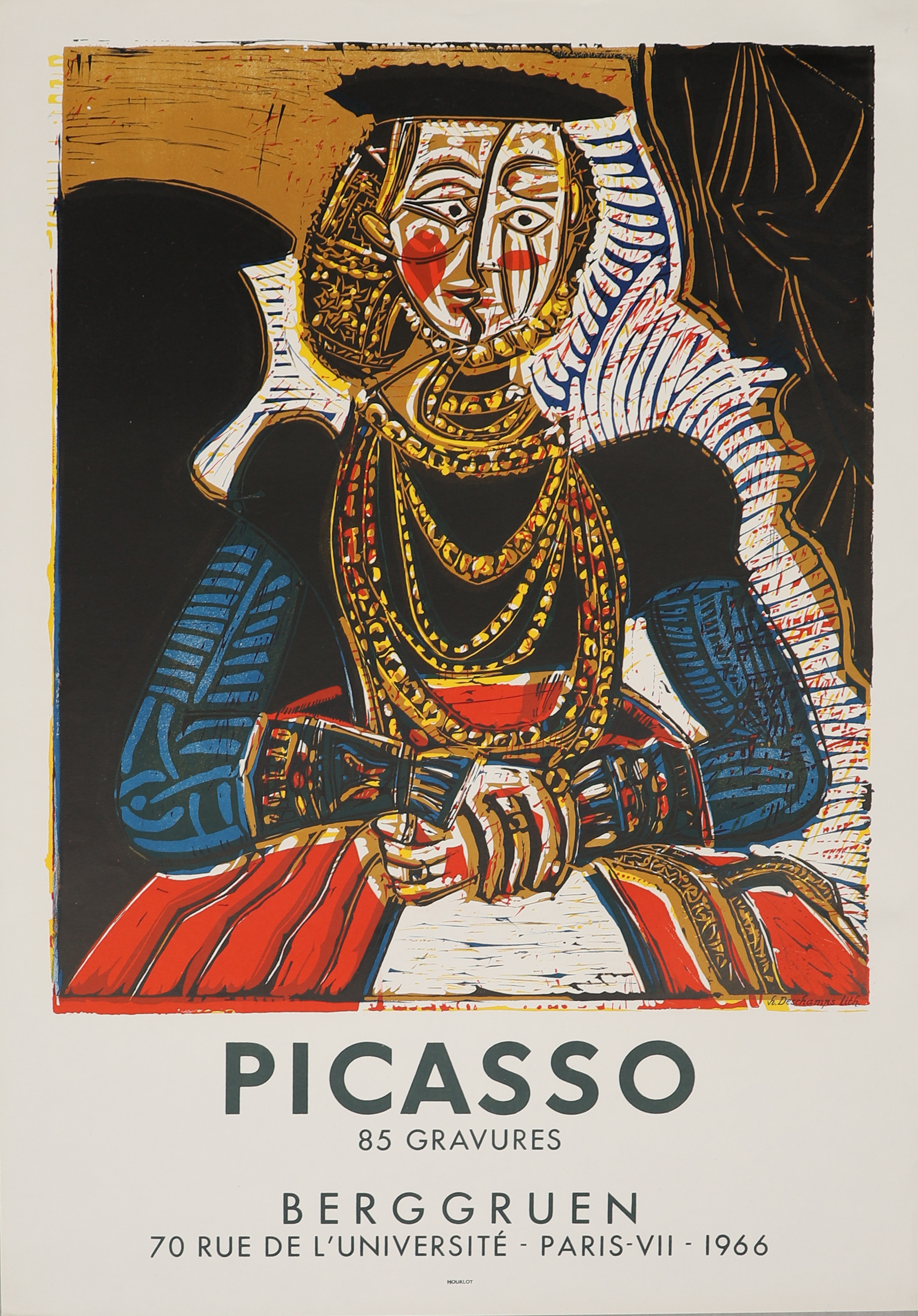PABLO PICASSO. Utställningsaffisch, "Picasso 85 gravures", litograferad av Henri Deschamps.