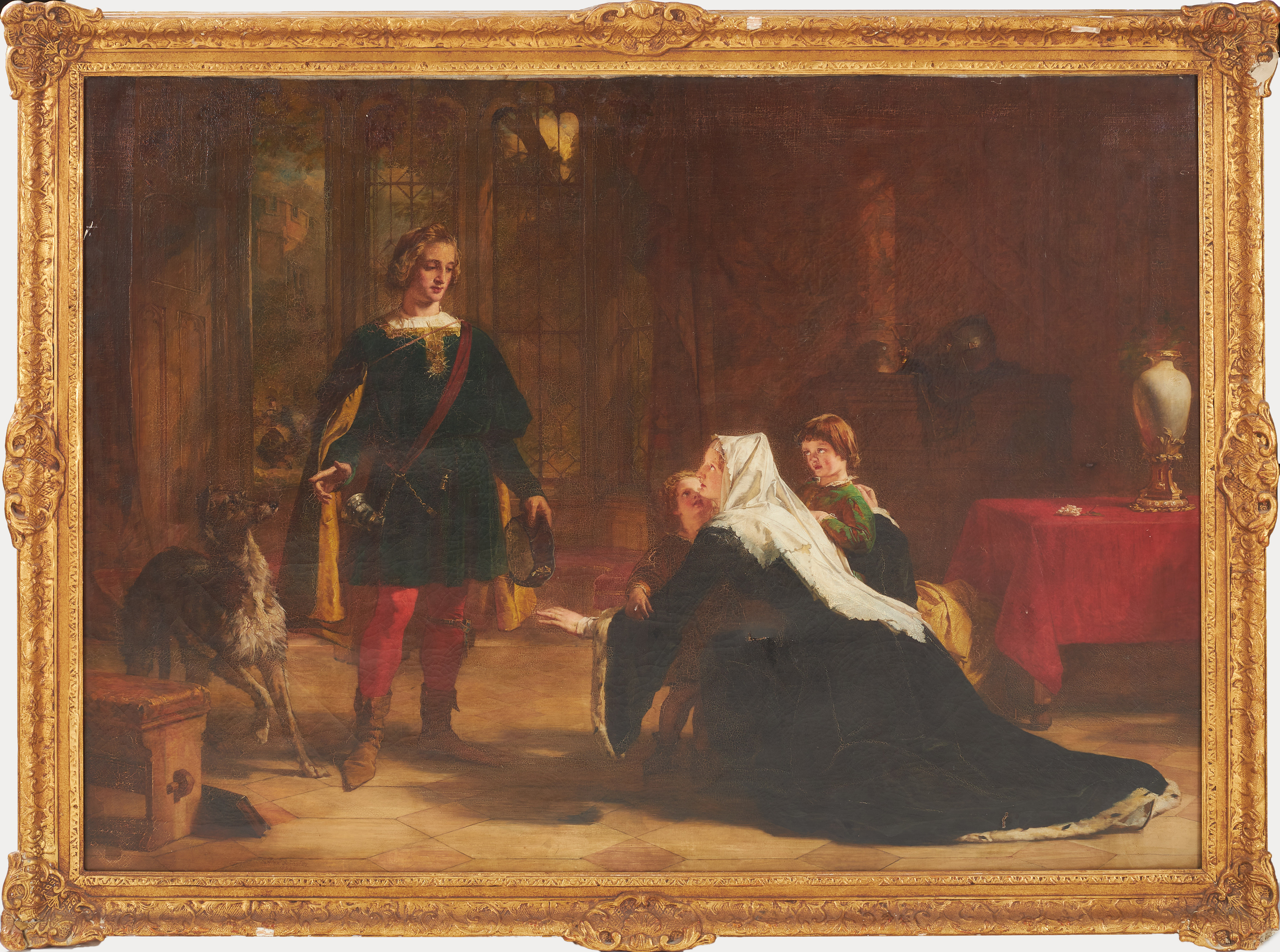 ALEXANDER JOHNSTON (1815-1891). "Edvard IV first interview with Elisabeth Woodville", olja på duk, signerad och daterad 1853.