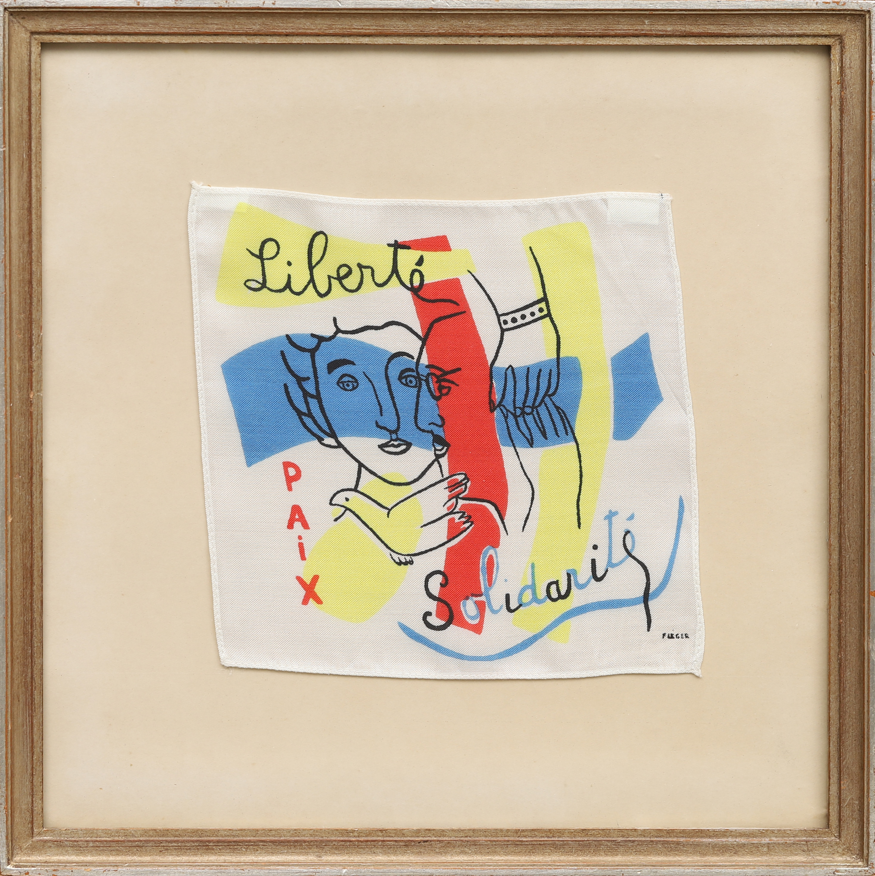 FERNAND LEGER. SILKSCREEN PÅ TYG, signerad i trycket, 1950-tal.