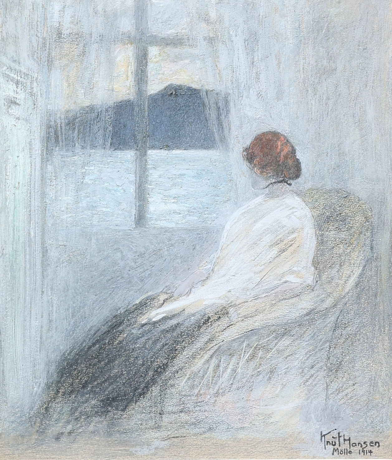 KNUT HANSEN, blandteknik, signerad , Mölle 1914.