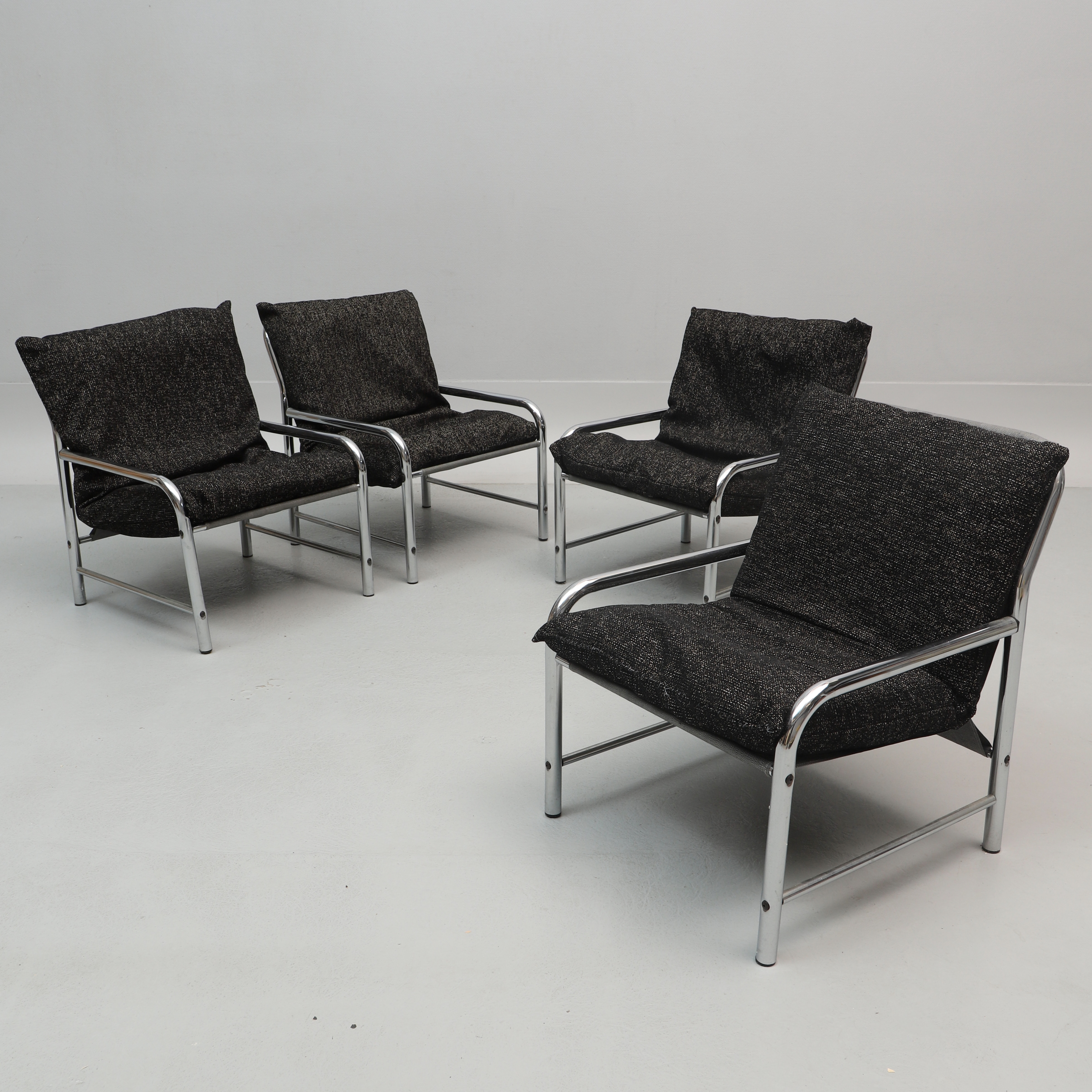 FÅTÖLJER, 4 st, kromat stål, 1970/80-tal.