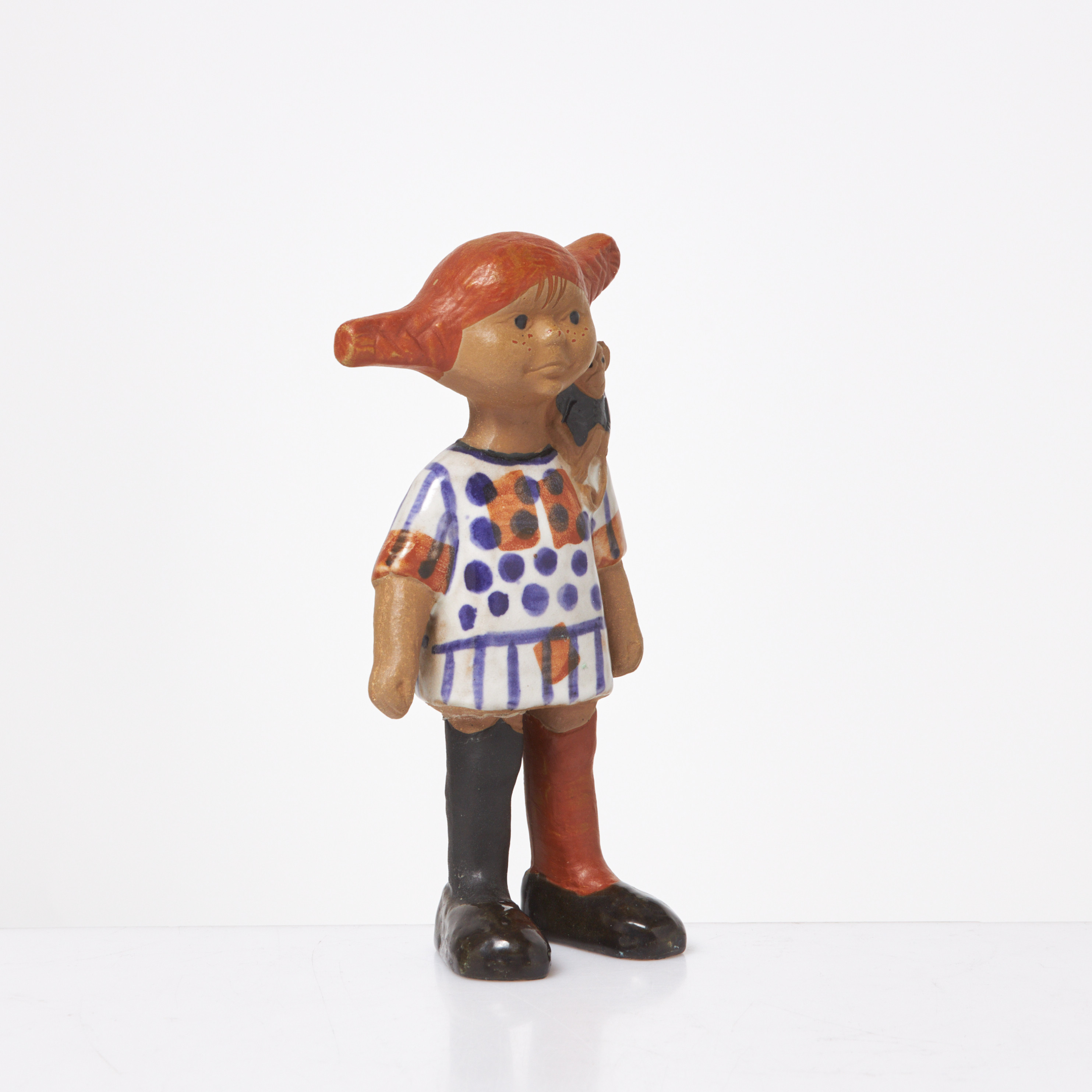 LISA LARSON. "Pippi Långstrump", brun stengodslera, liten produktion 1969-1971, Gustavsberg.