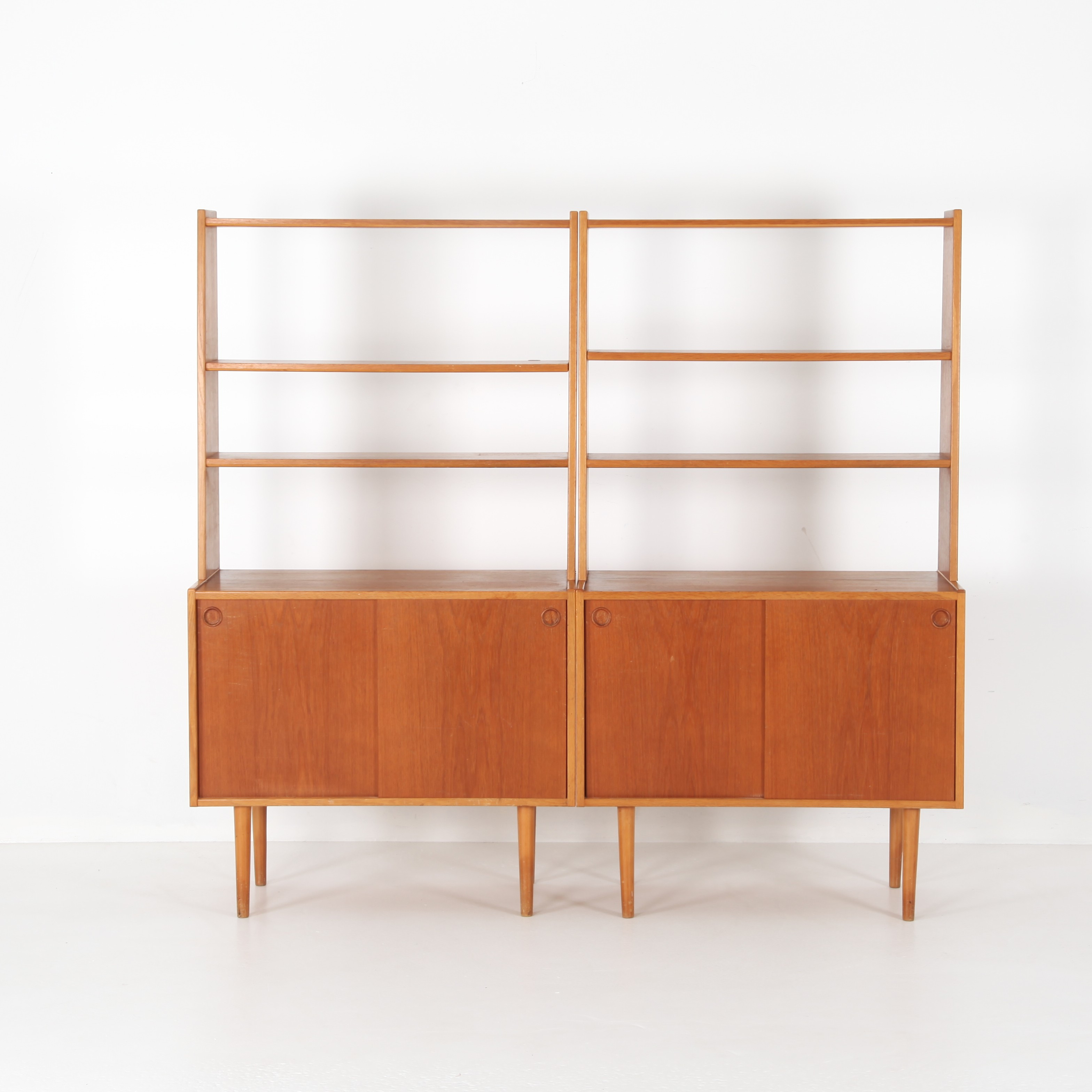 BOKHYLLOR, 2 st, teak, Sverige 1950/60-tal.