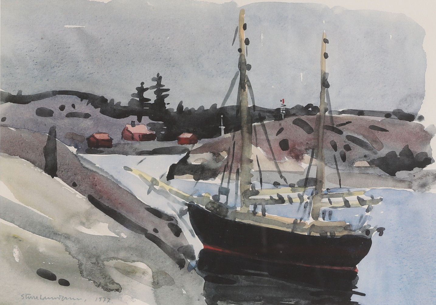 STURE LUNDGREN. Reproduktion, "Segelgaleasen Blå jungfrun".