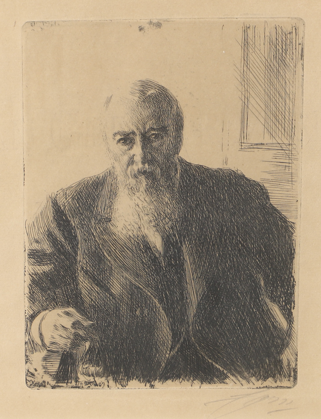 ANDERS ZORN. C.F. Liljevalch, etsning, signerad Zorn.