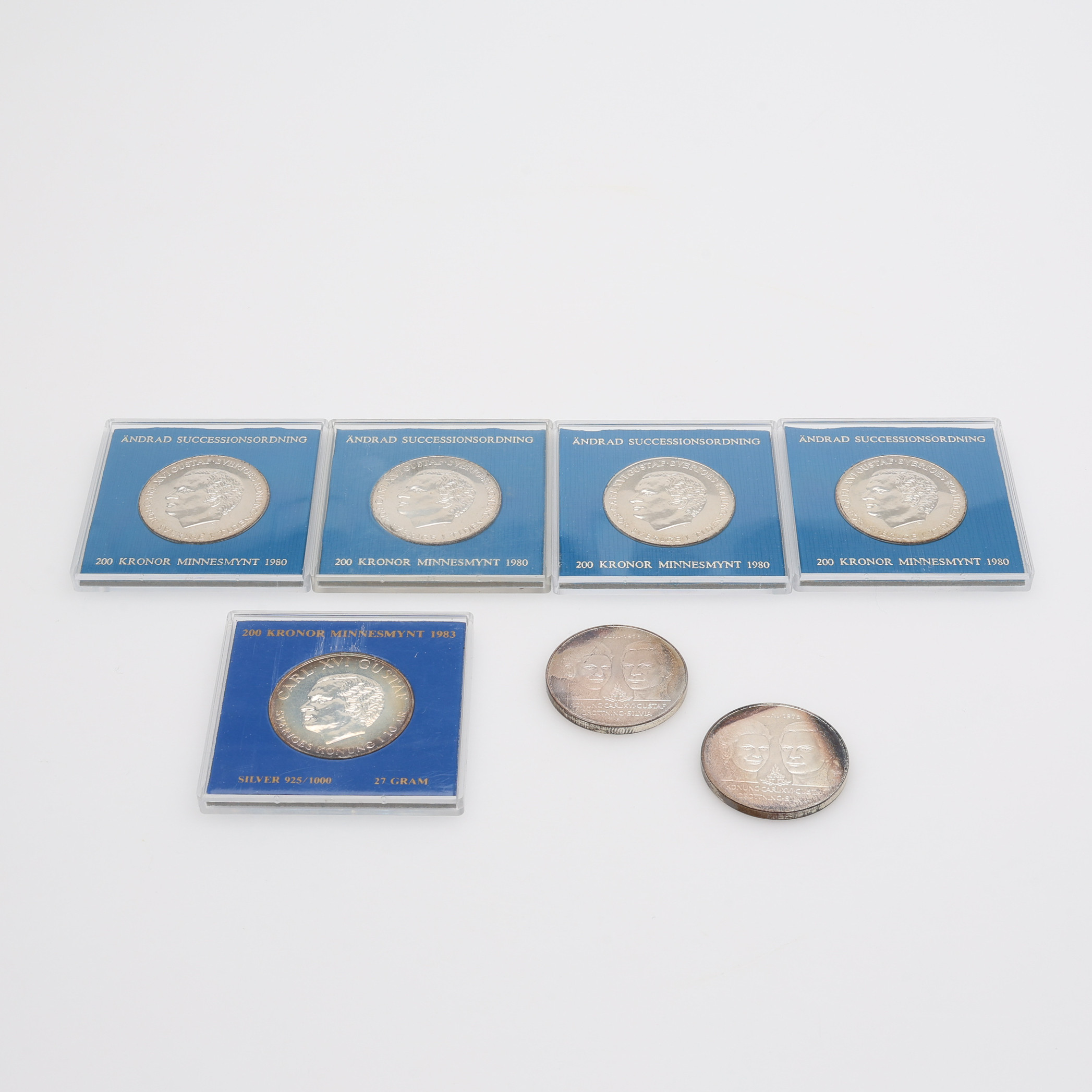 MINNESMYNT, 7 ST, Sverige, totalt 185 g. 925/1000.