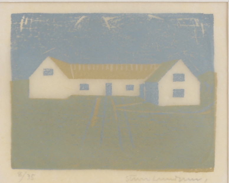 STURE LUNDGREN. Träsnitt, Ateljéladorna", signerad 8/35.