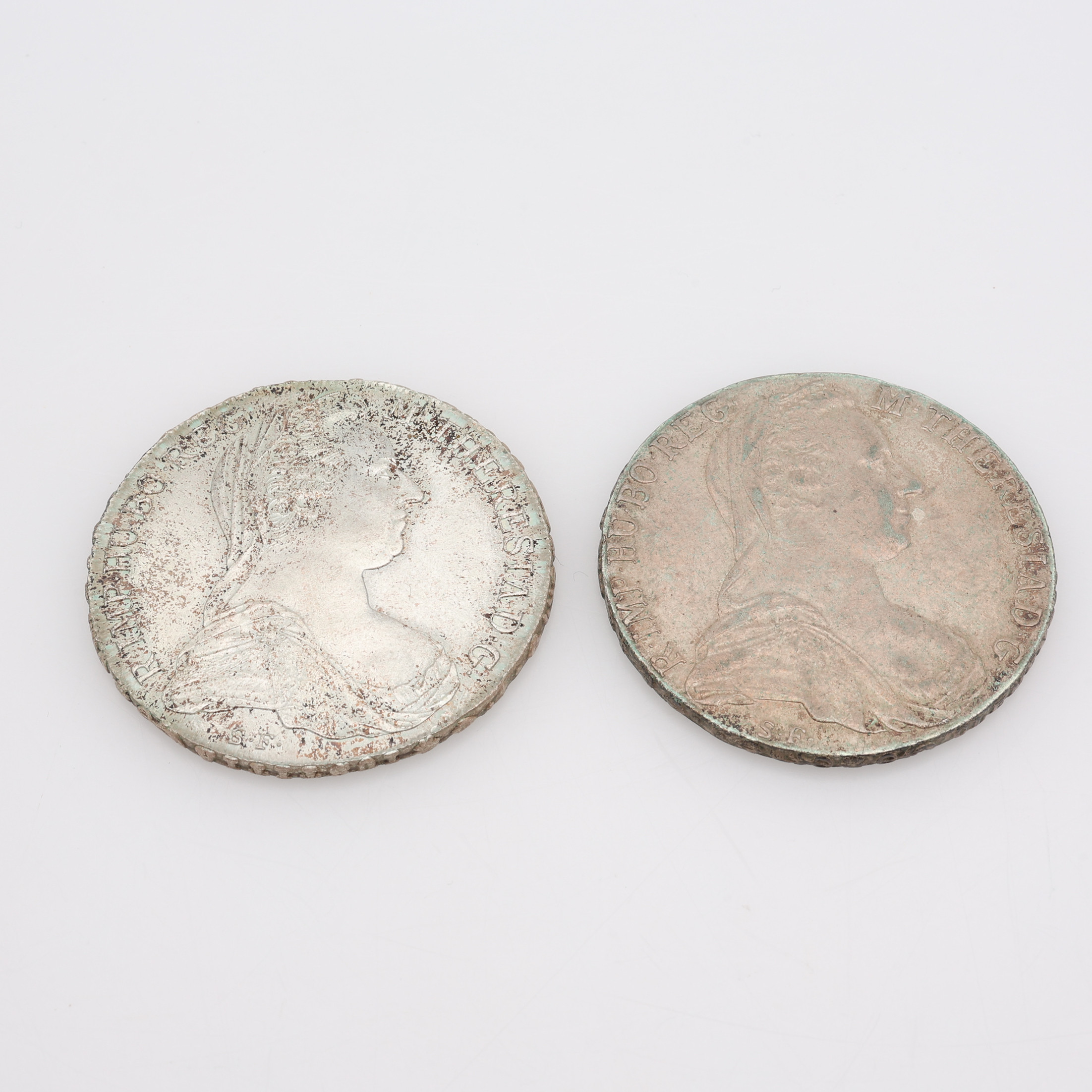 MARIA THERESIA-THALER, 2 ST, silver, totalt 56,3 g.