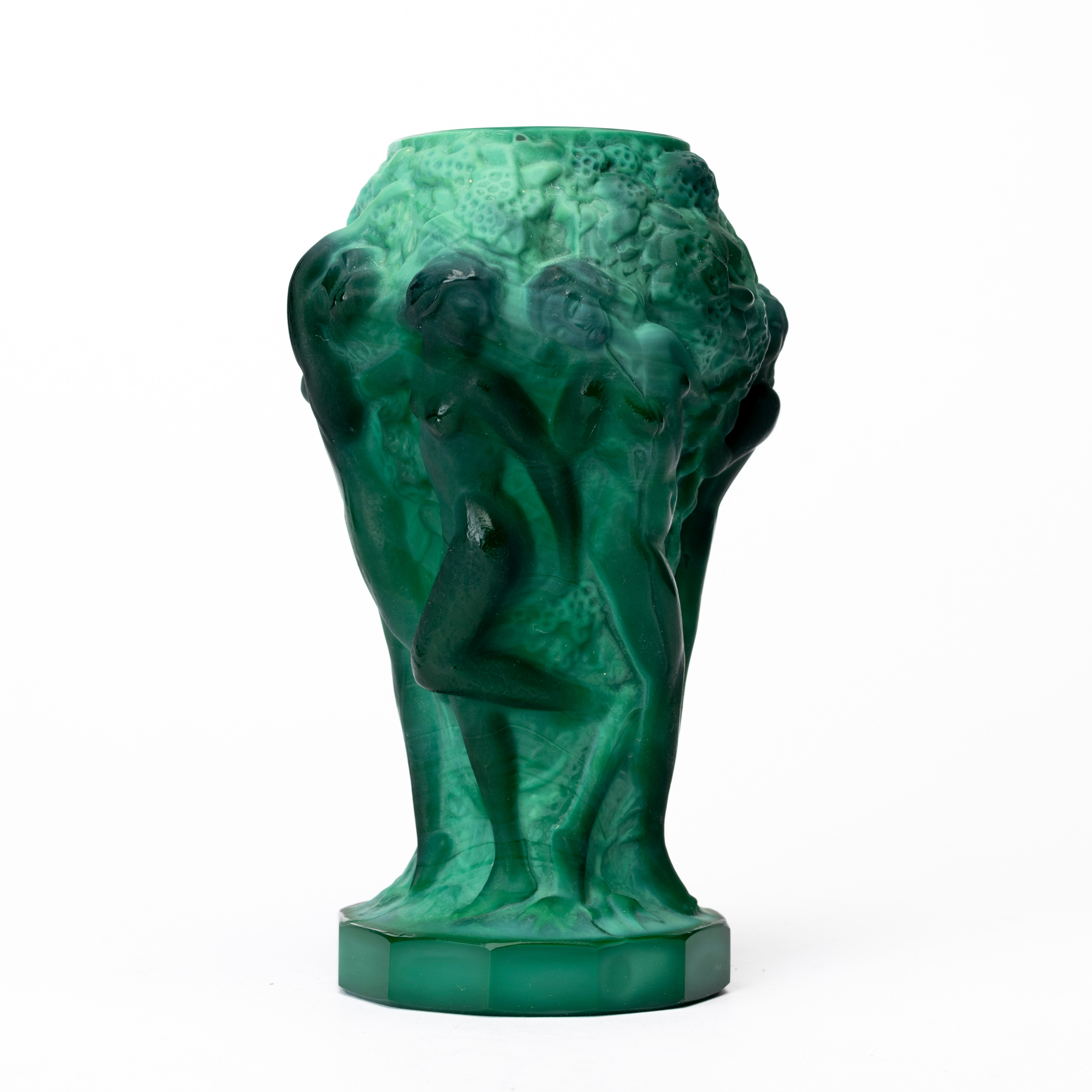 HEINRICH HOFFMANN. Vas, "Ingrid", malakitglas, art deco, tidigt 1900-tal.