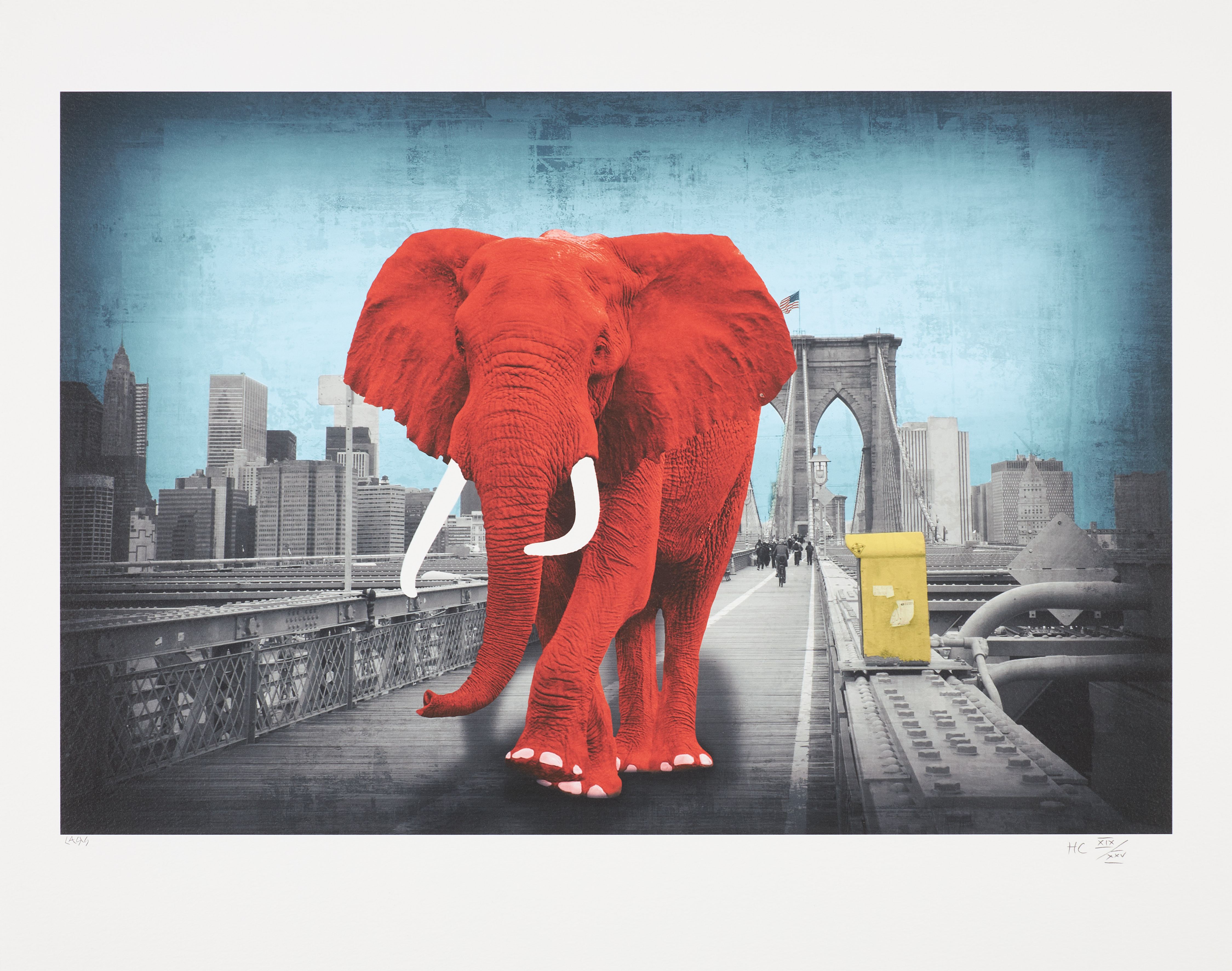 LARS TUNEBO. "Tripping on Brooklyn Bridge", plantryck, signerad och numrerad HC XIX/XXV.