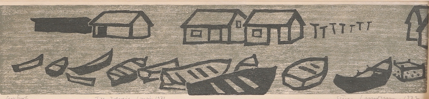 STURE LUNDGREN. Linoleumsnitt, " Till Solveig" signerad maj 1973, provtryck.