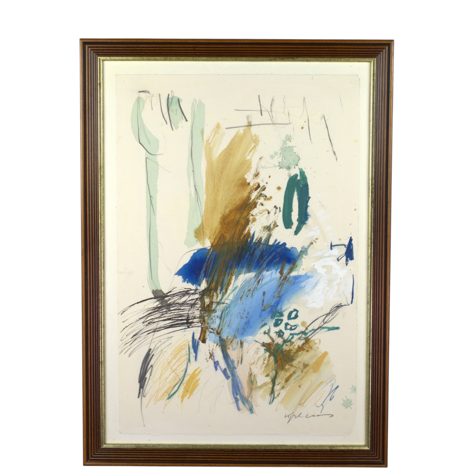 KJELD ULRICH. Blandteknik på papper, abstrakt, signerad.