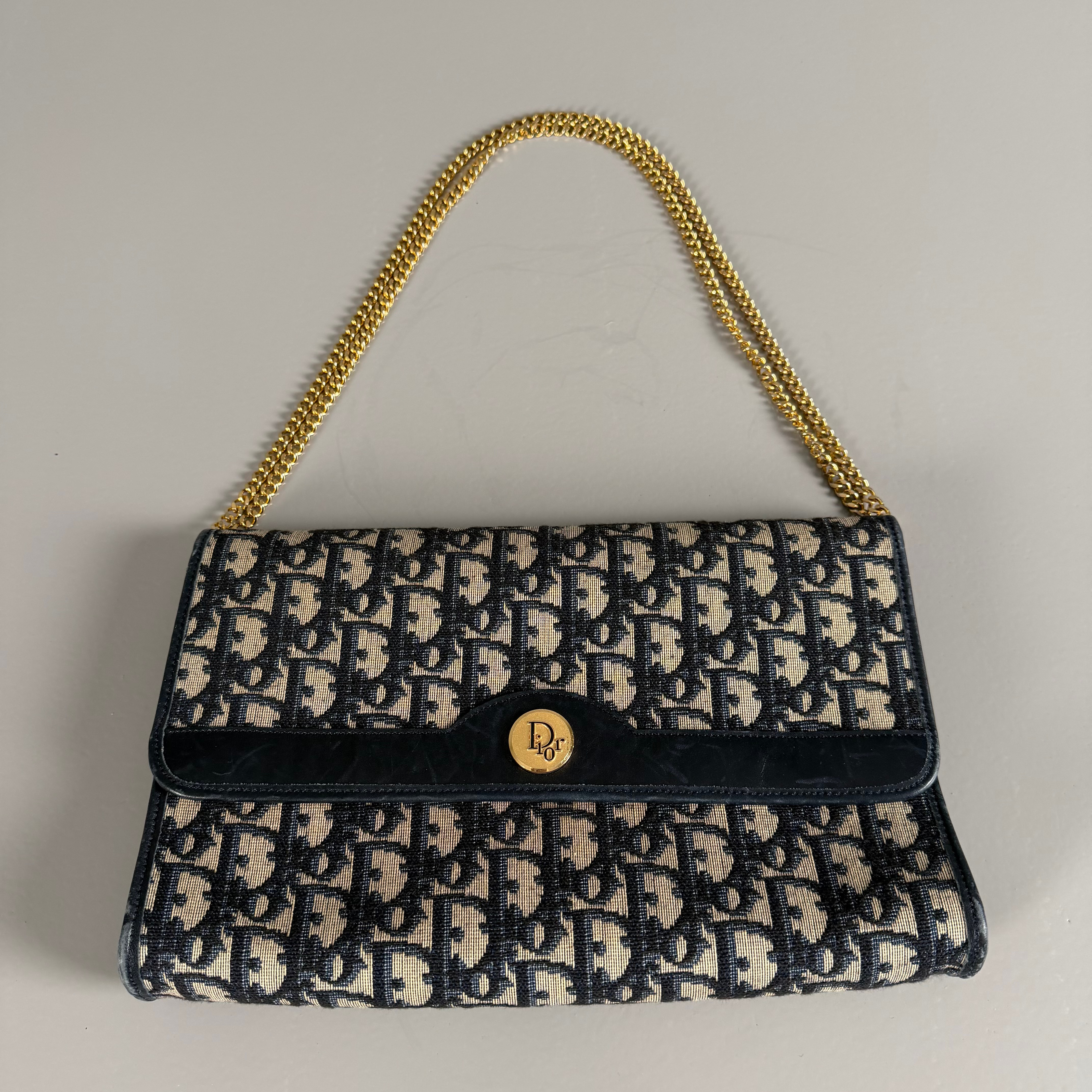 CHRISTIAN DIOR. Handväska, "Oblique Monogram", vintage, 1970/80-tal.