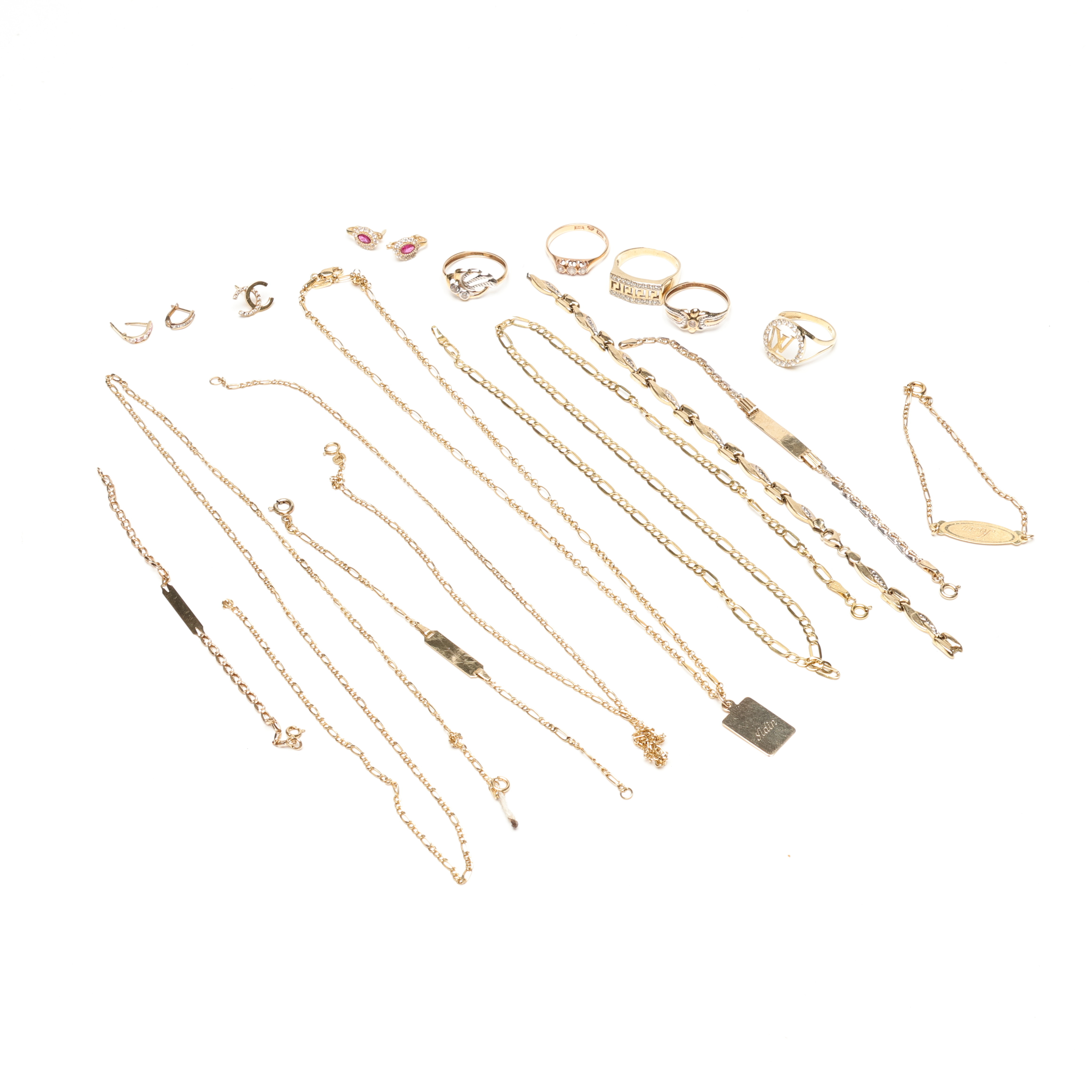 GULDPARTI, 14-18K, Guld, total vikt cirka 31,7 gram.