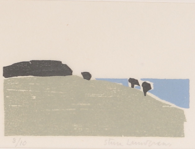 STURE LUNDGREN. Träsnitt, "Kustbild Öland", signerad 8/10.