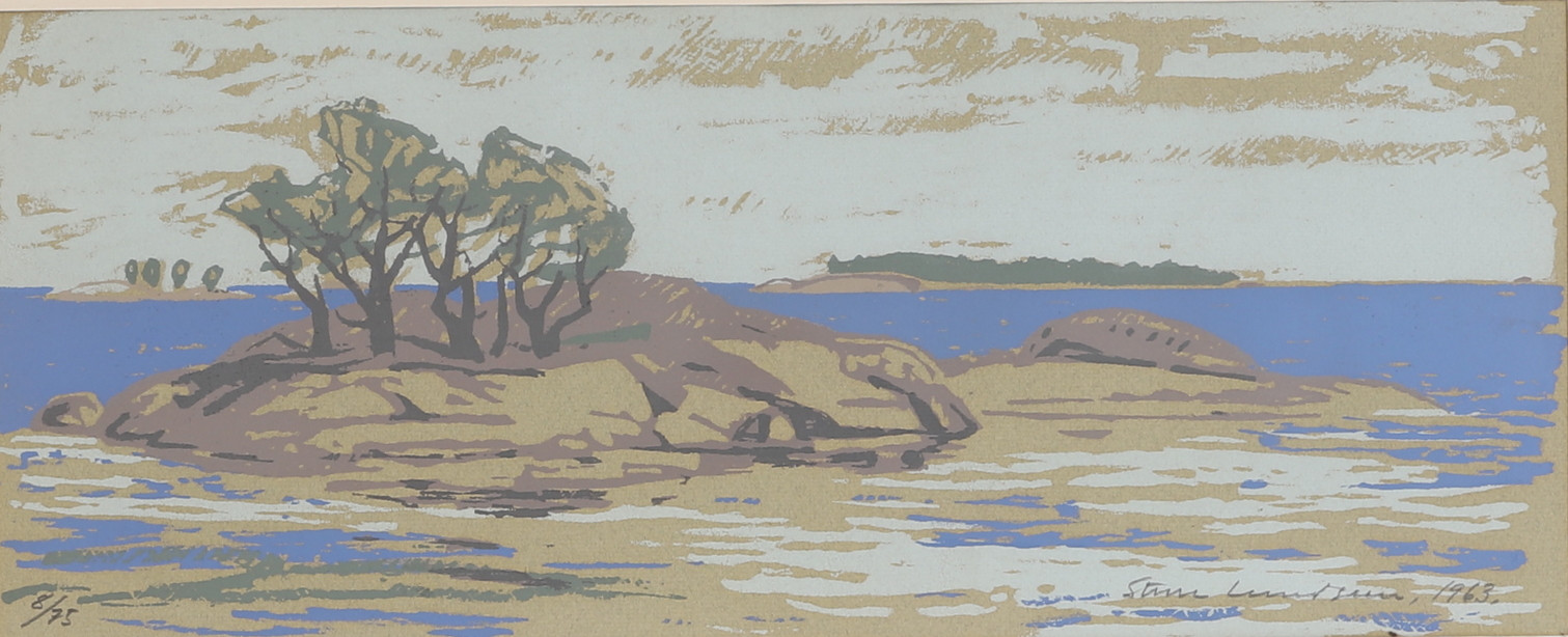 STURE LUNDGREN. Serigrafi, Skärgårdsbild, signerad 8/75. 1963.
