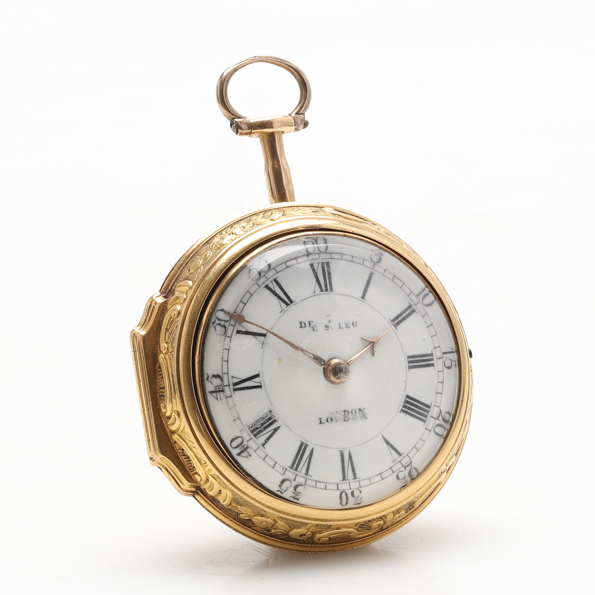 DANIEL DE ST LEU, 18K guld.Fickur, spindelgång. London. (verksam 1753-97). Nyckeluppdragning.