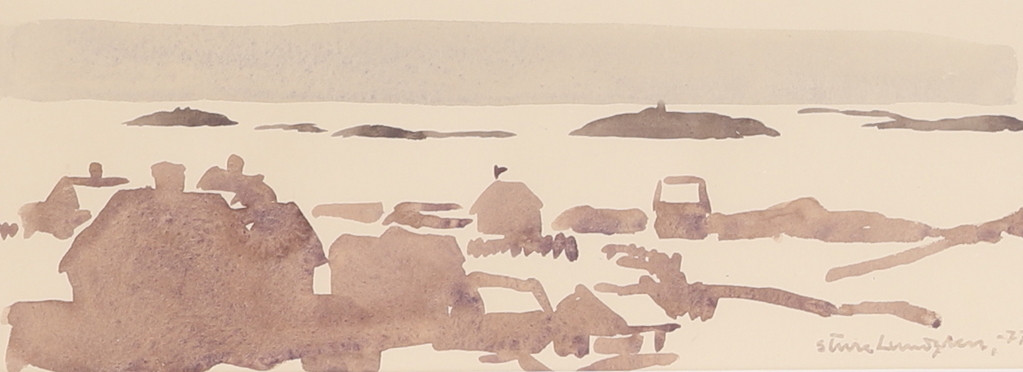 STURE LUNDGREN. Akvarell, "Från Städsholmen Tjust skärgård", signerad -77.