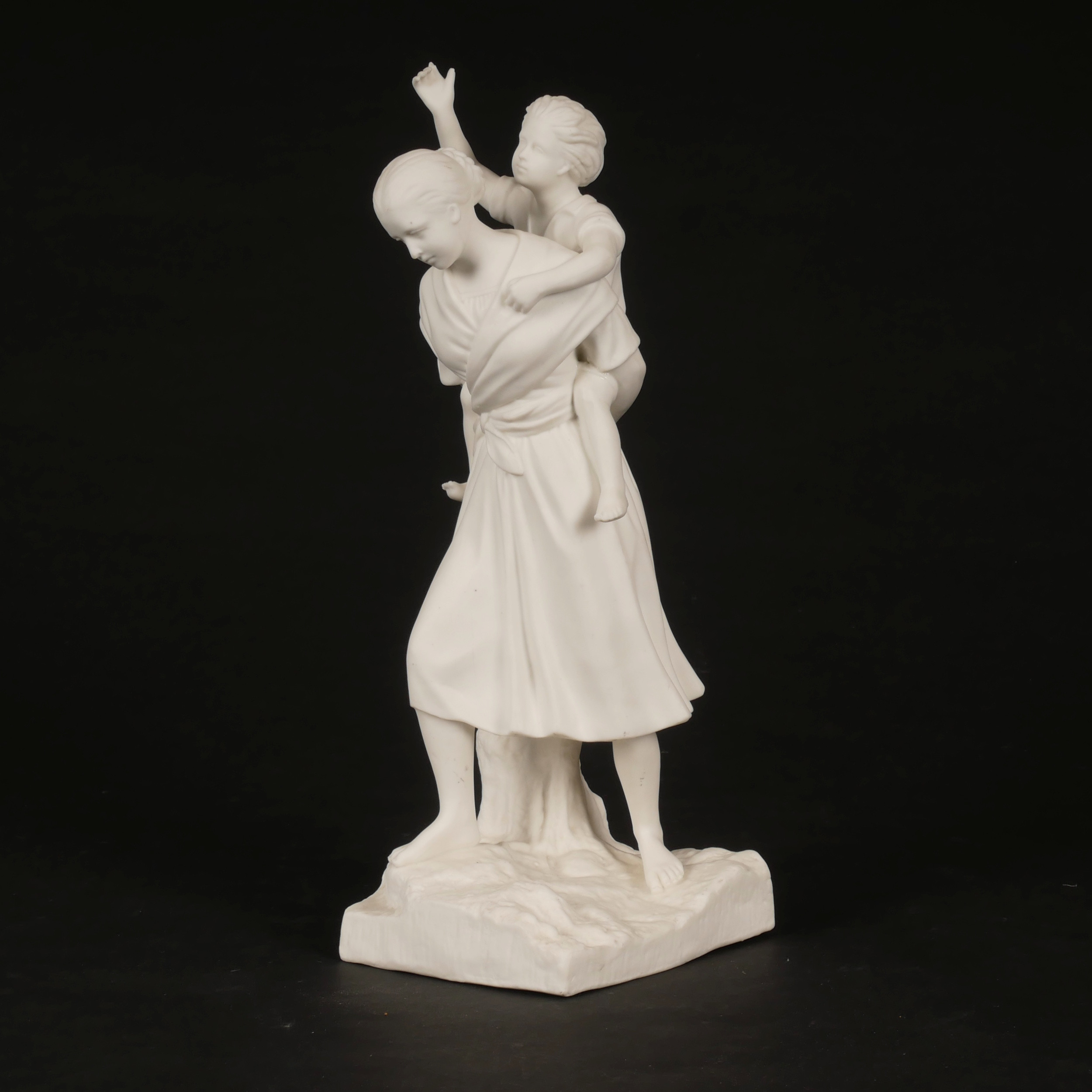 ADÈLE RUDENSCHÖLD. "Flicka med gosse", parian, Gustavsberg.